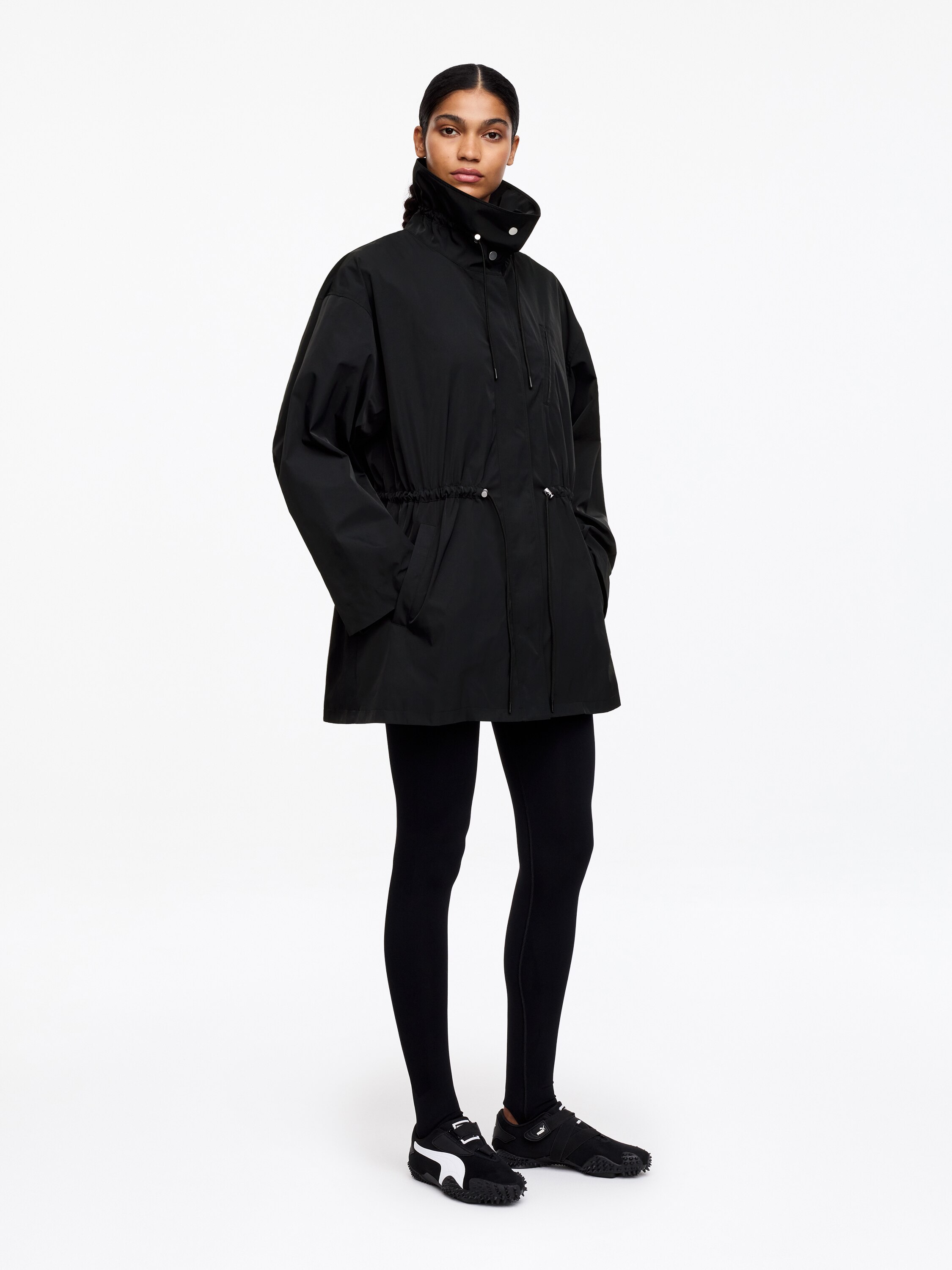 High-Collar Nylon Jacket – Black – Women – ARKET EU