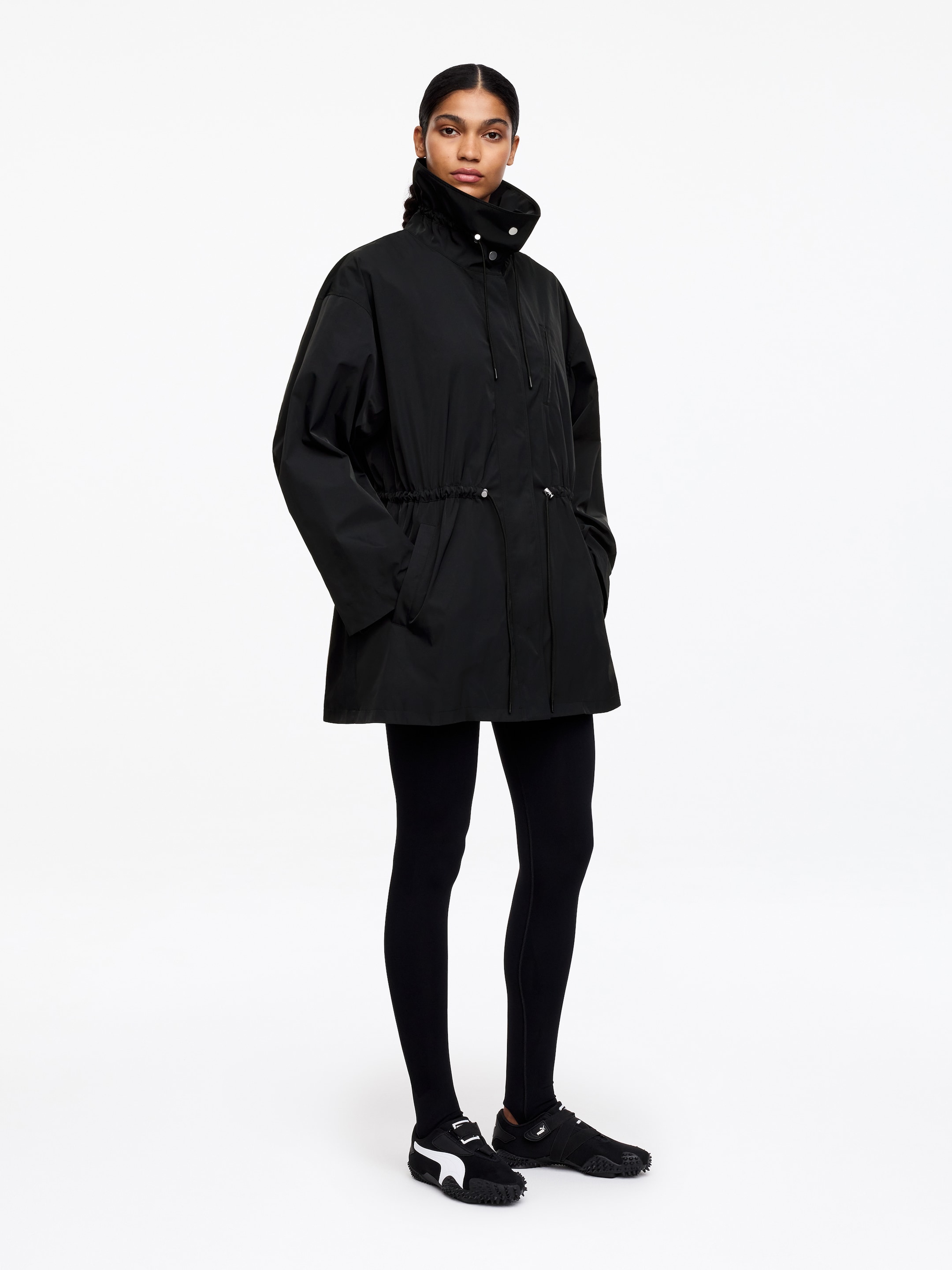 High-Collar Nylon Jacket - Black - Regular fit - Women - StillMedia/Lookbook - 5