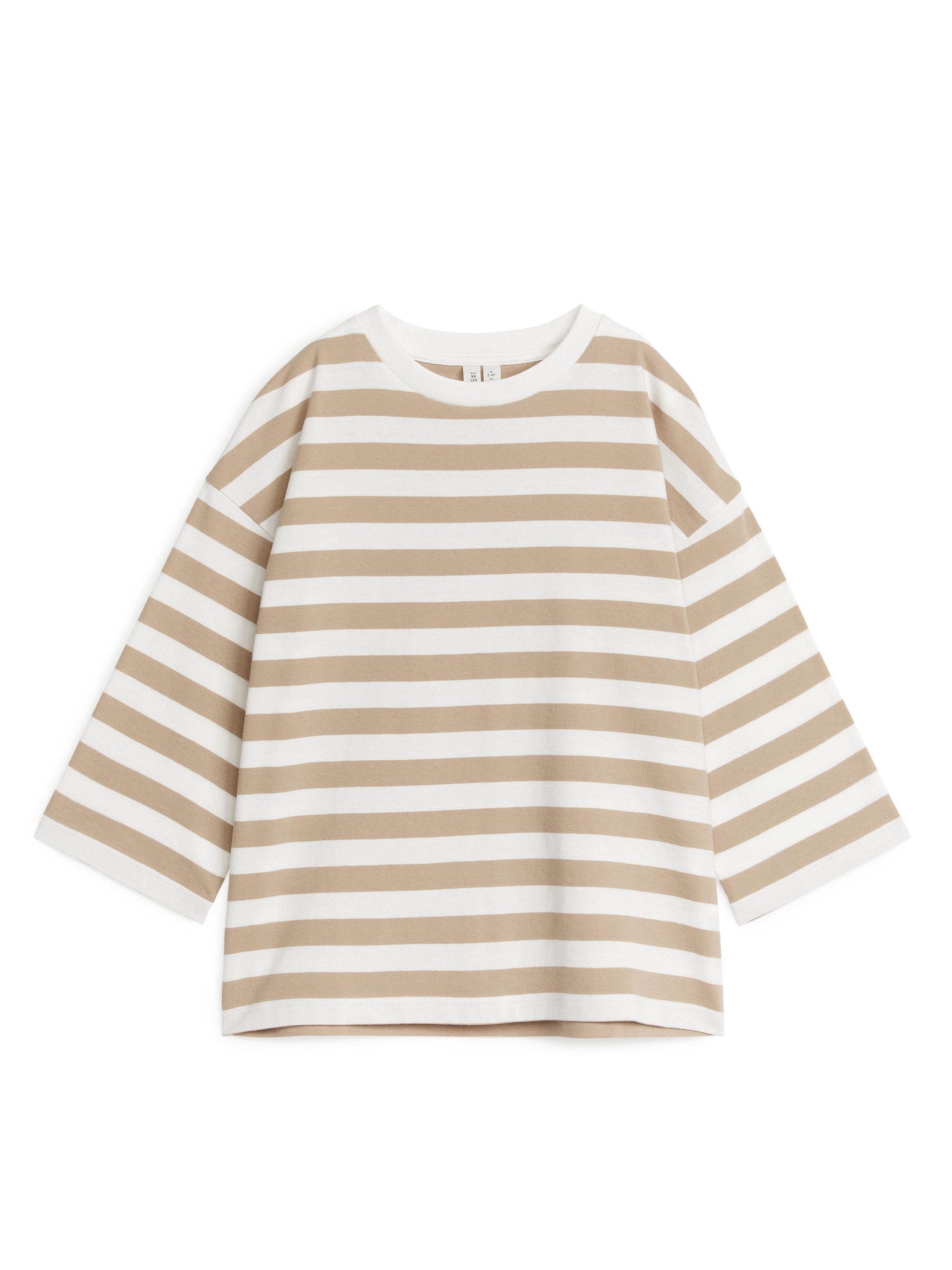 Visa större bild: Oversized långärmad t-shirt - Beige/Randig - BARN | H&M FI 1