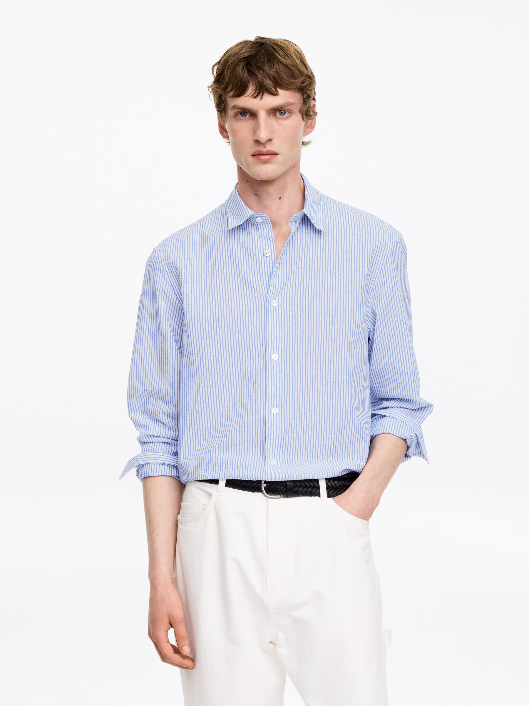 Cotton Blend Shirt - Blue/White - Regular fit - Men - StillMedia/Lookbook - 5