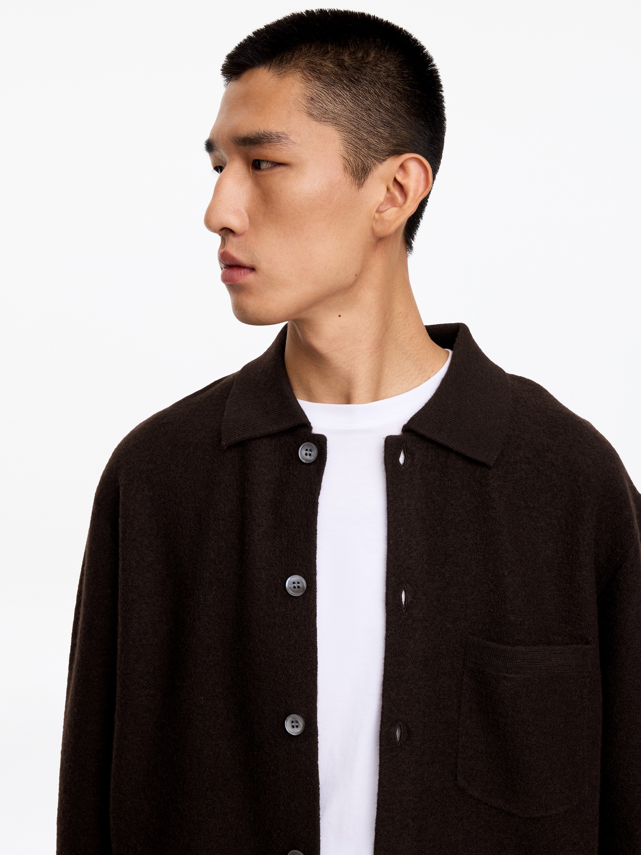 Cárdigan de lana hervida - Marrón - Corte estándar - men - StillMedia/Lookbook - 8