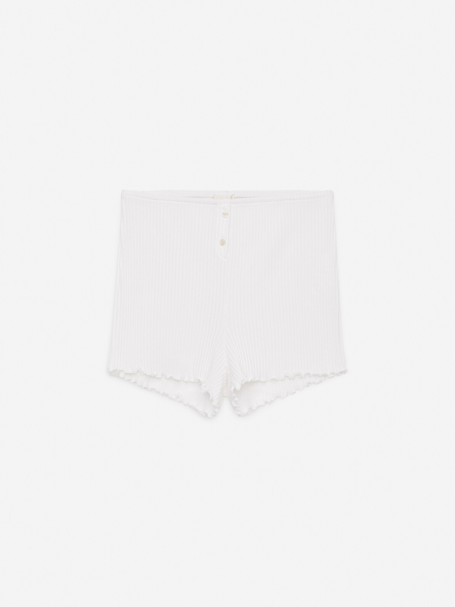 Shorts din bumbac pointelle - Alb