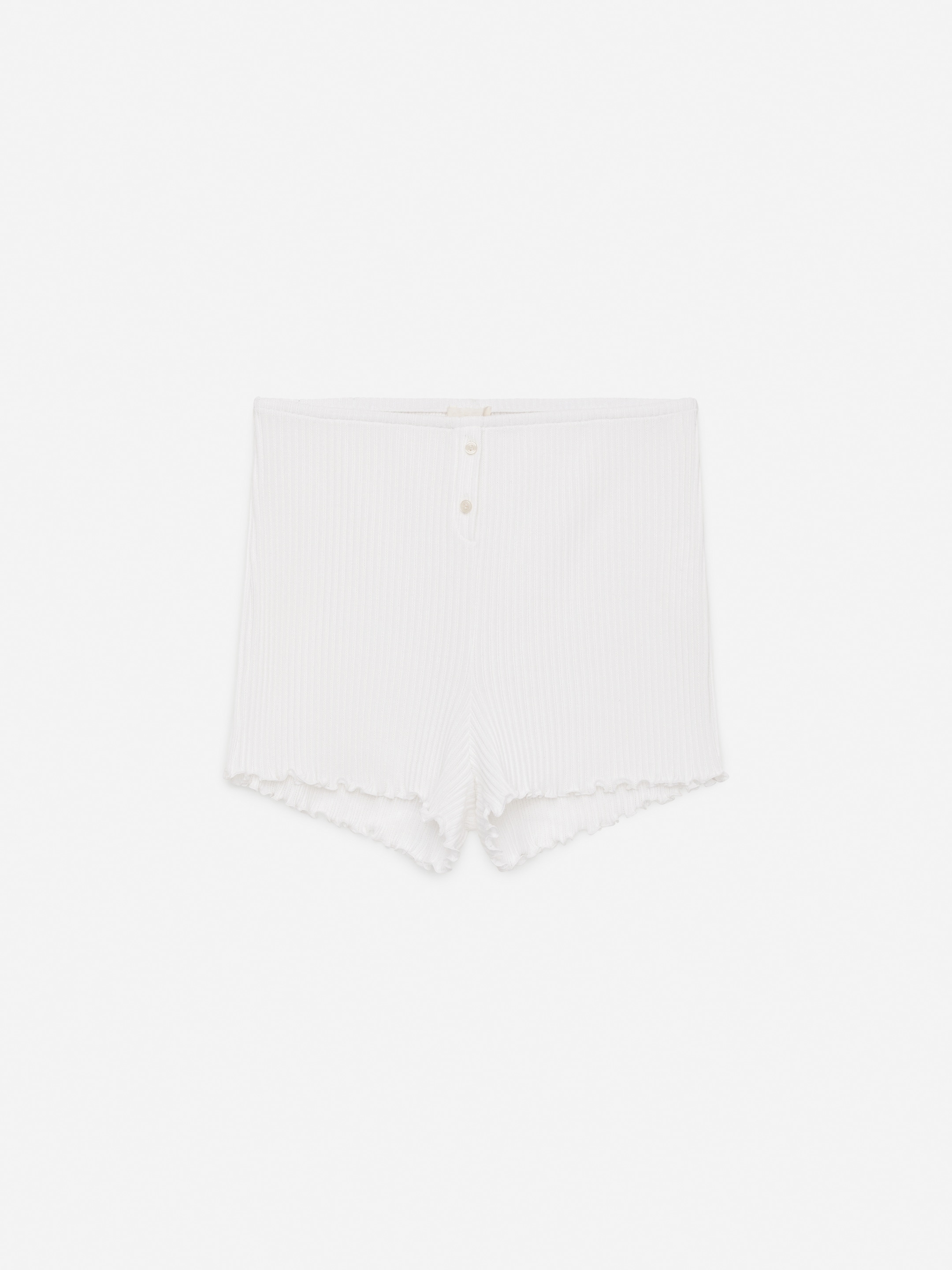 Shorts in cotone con lavorazione pointelle-White-15074