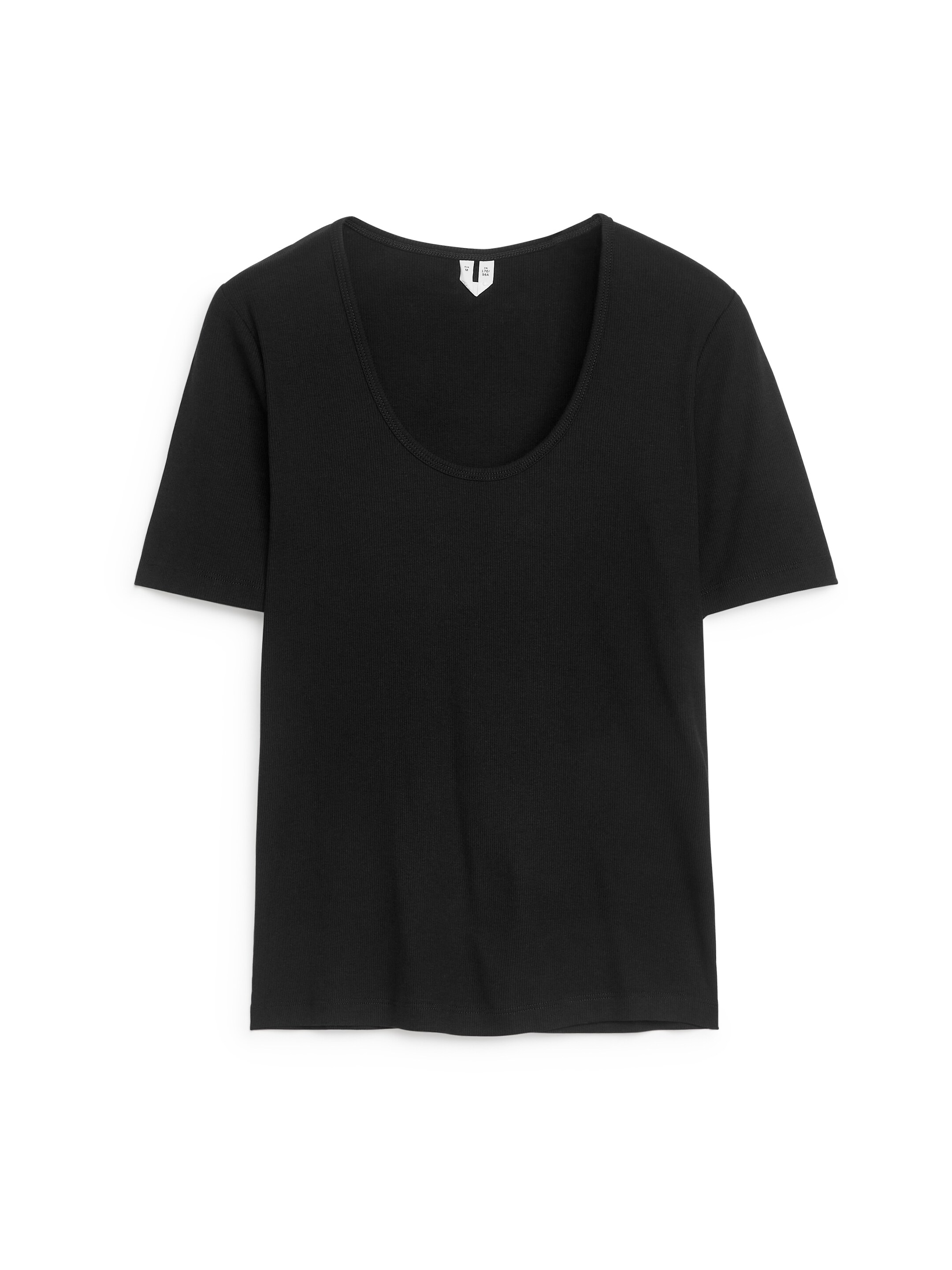 Grotere afbeelding bekijken: T-shirt met lage, ronde hals - Zwart - DAMES | H&M NL 1