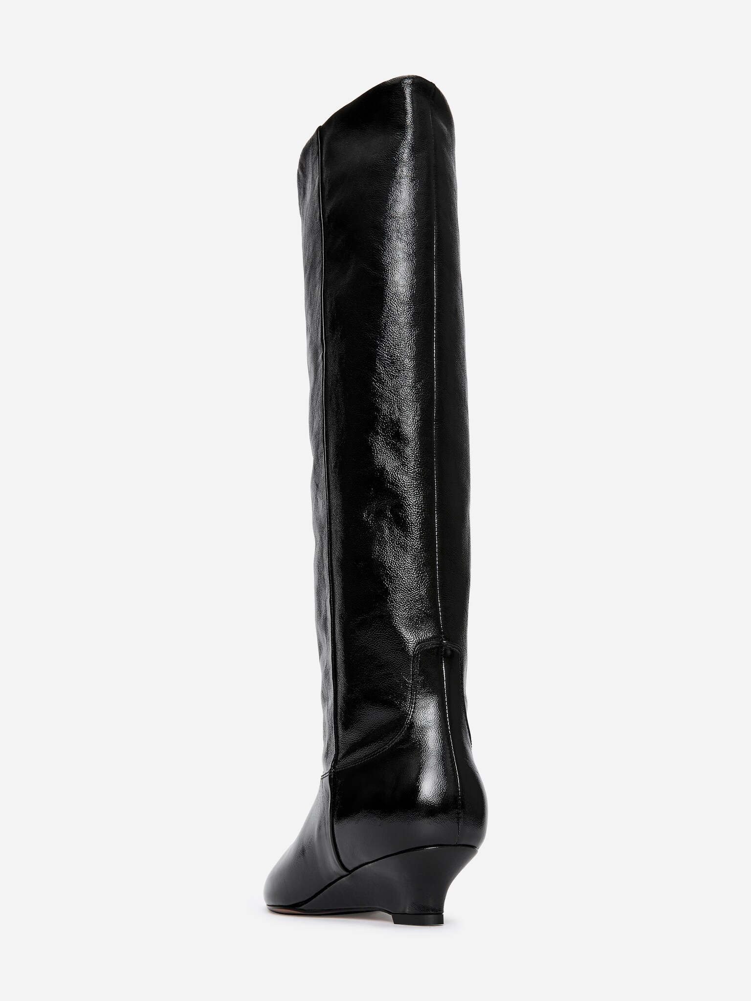 Glossy Leather Boots - Black - 4