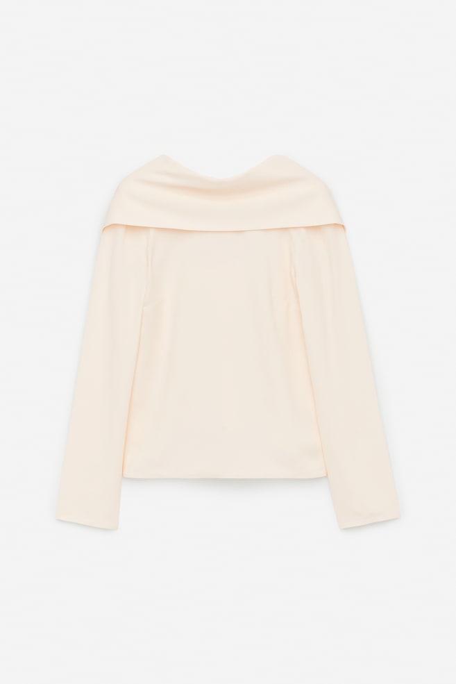 Draped Neck Top - White - 1