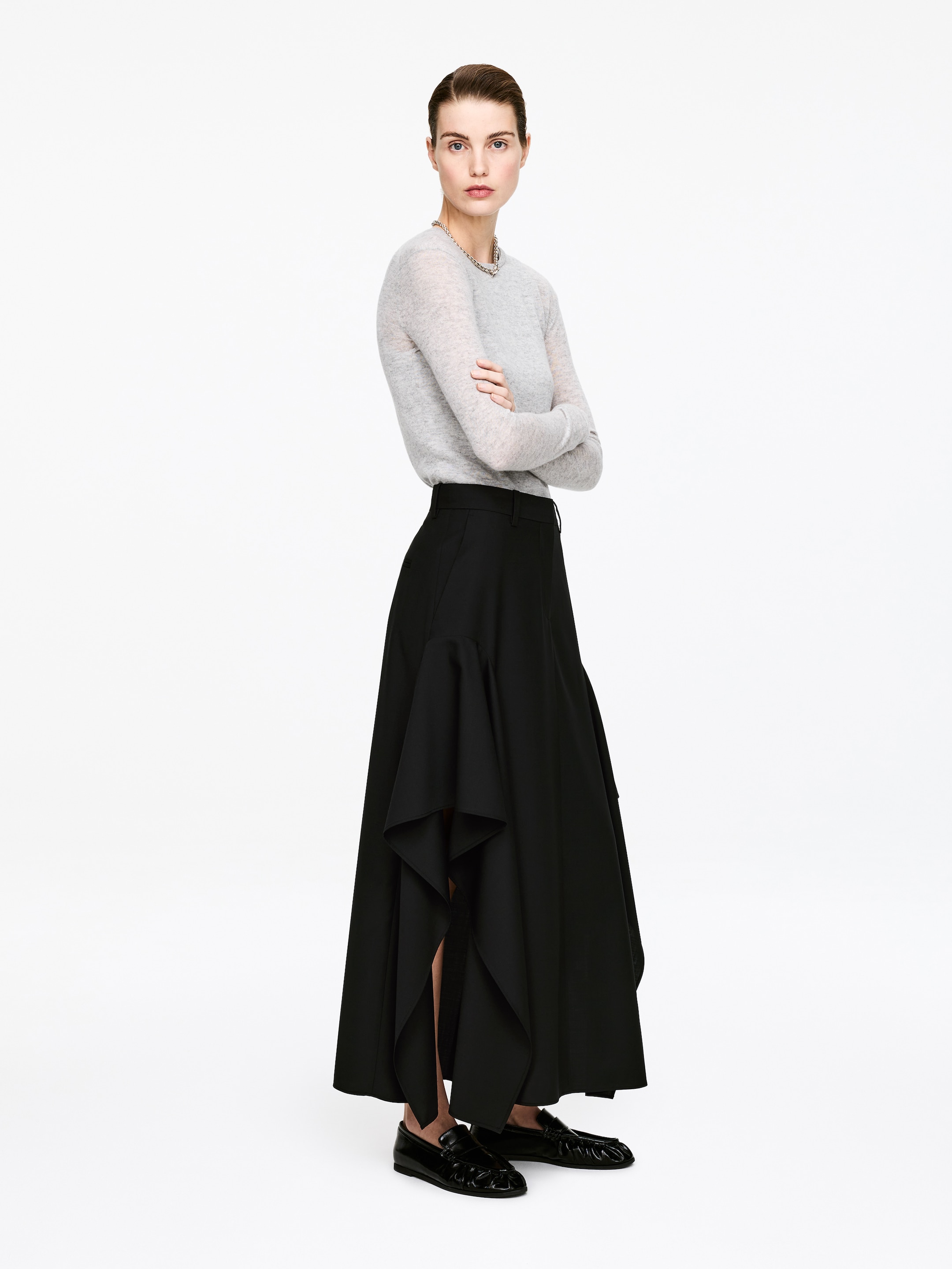 Tailored Frill Skirt - Black - Regular fit - Women - StillMedia/Lookbook - 4