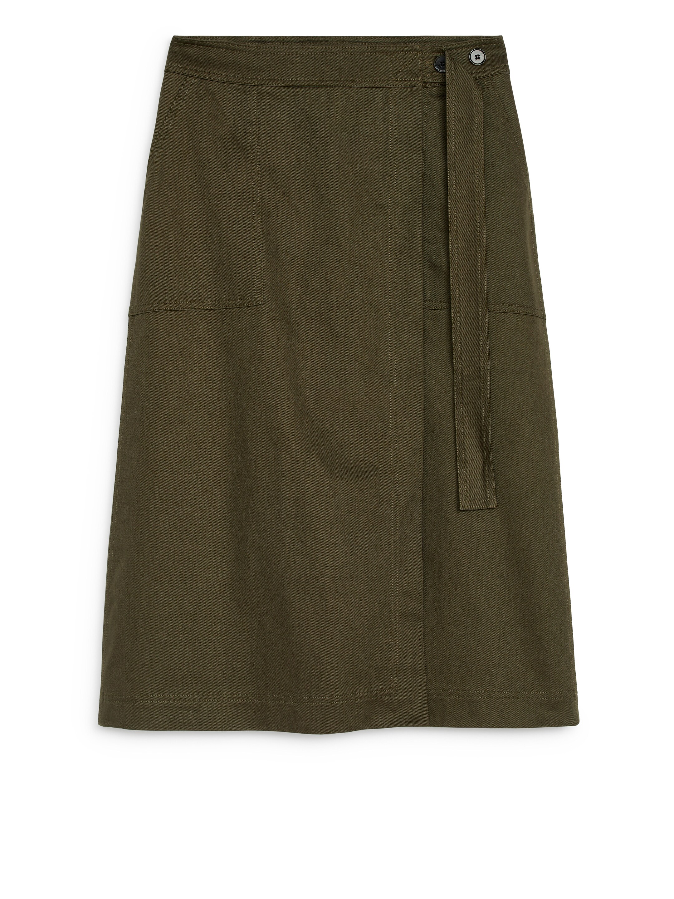 Se større billede: Slå om-nederdel i bomuld - Kakigrøn - DAME | H&M DK 1