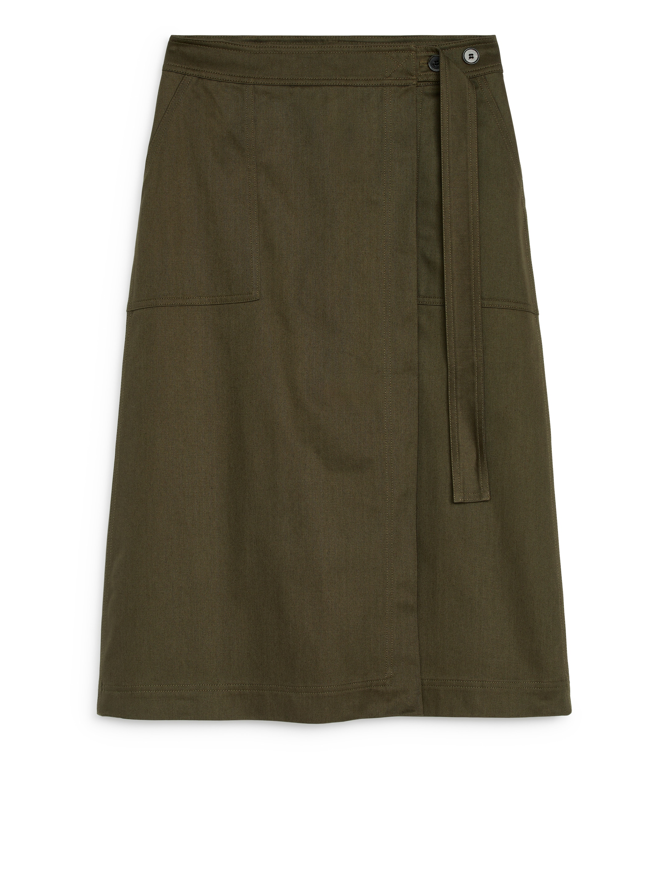 Cotton Wrap Skirt - Khaki Green - Regular fit - Women - StillMedia/DescriptiveStillLife - 2