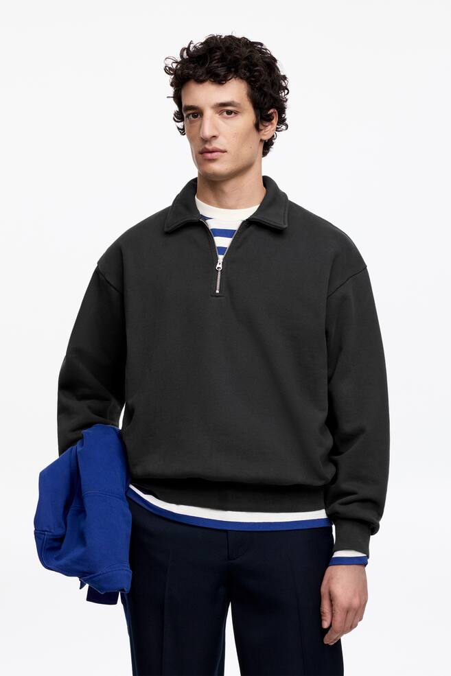 Half Zip Polo Shirt - Dark Blue/Faded Blue - 2