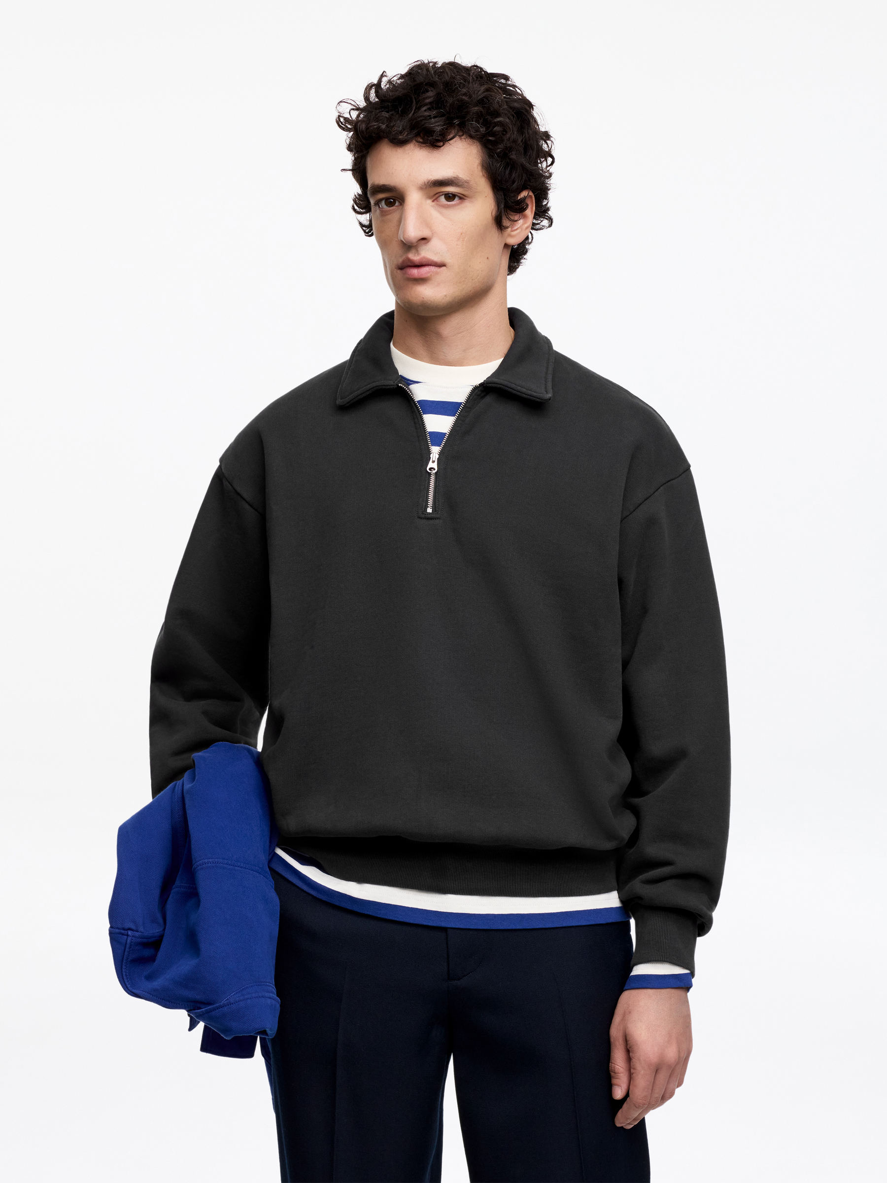 Half Zip Polo Shirt-#37383D-18385