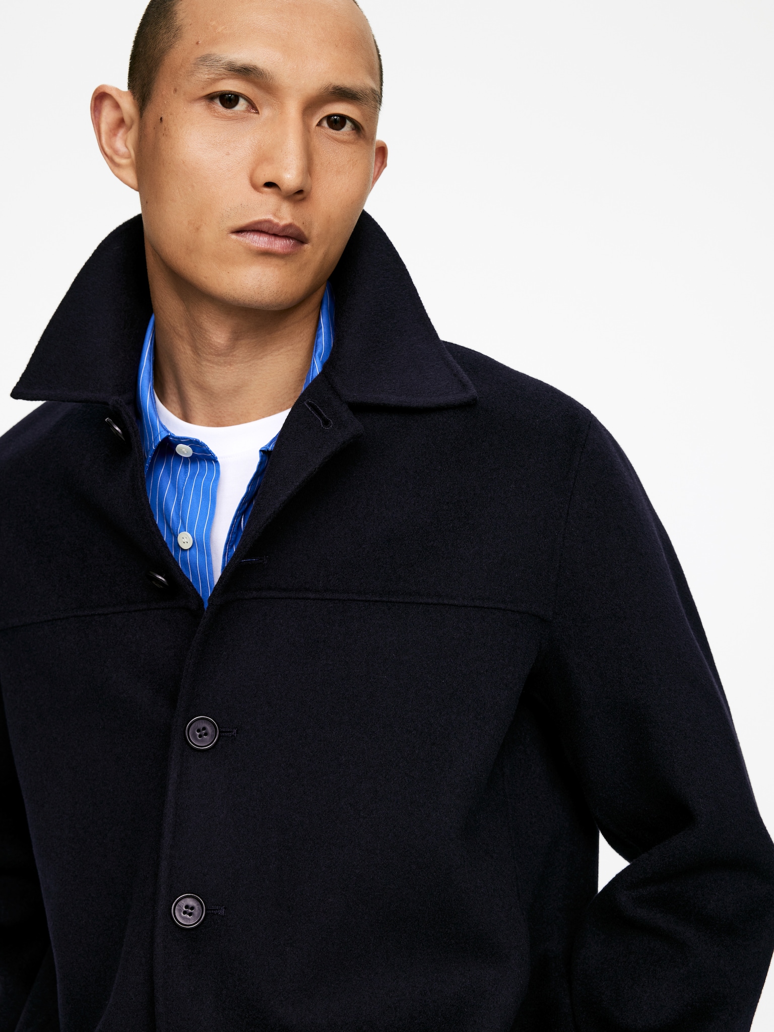 Chaqueta en mezcla de lana de doble faz - Azul oscuro/Beige oscuro/Negro roto - 3