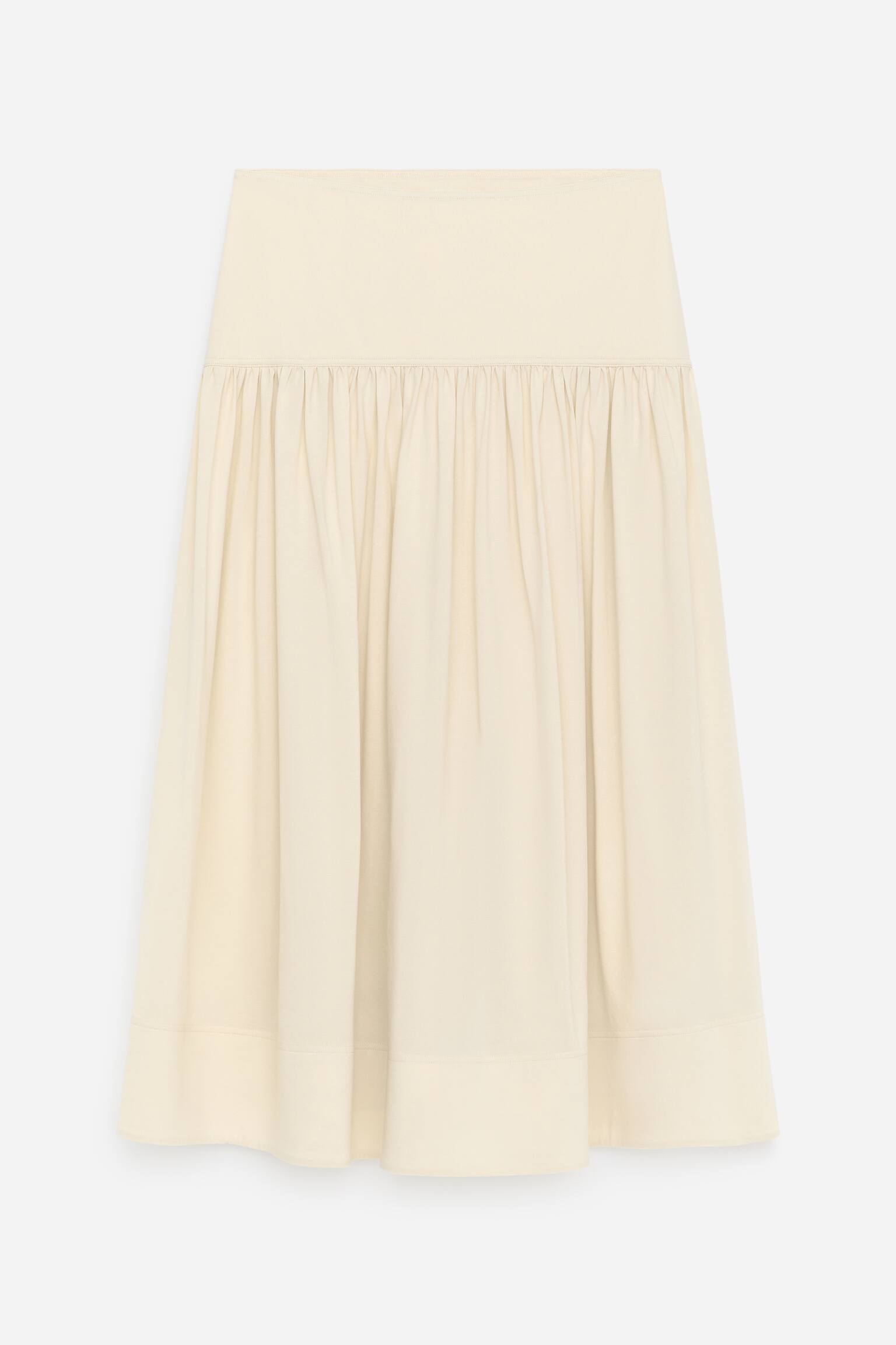 Trapezowa spódnica midi - Beżowy/Czarny - 2