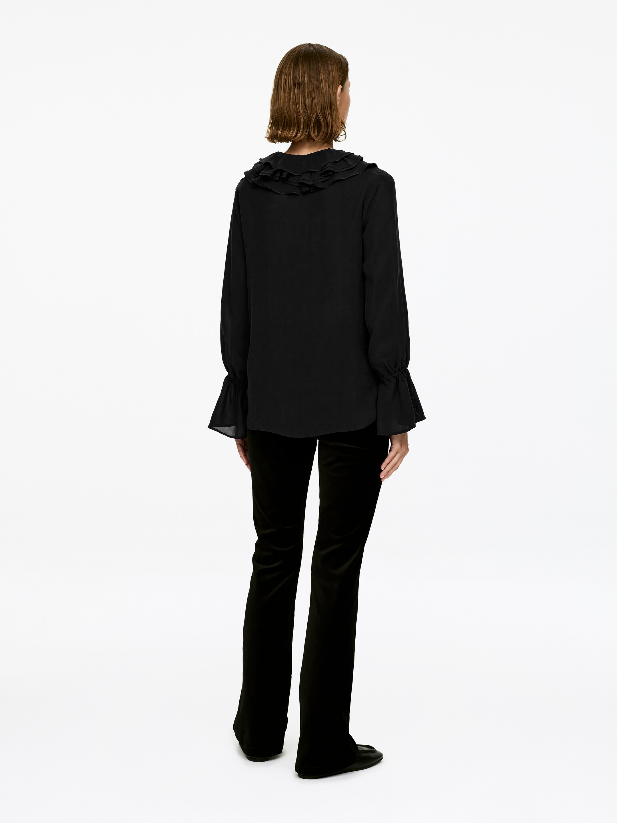 Se større billede: Bluse med flæsekrave - Sort - DAME | H&M DK 3