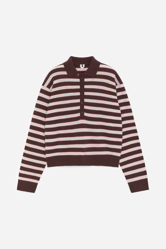 Polopullover aus Wolle - Braun/Grau/Rosa - 1