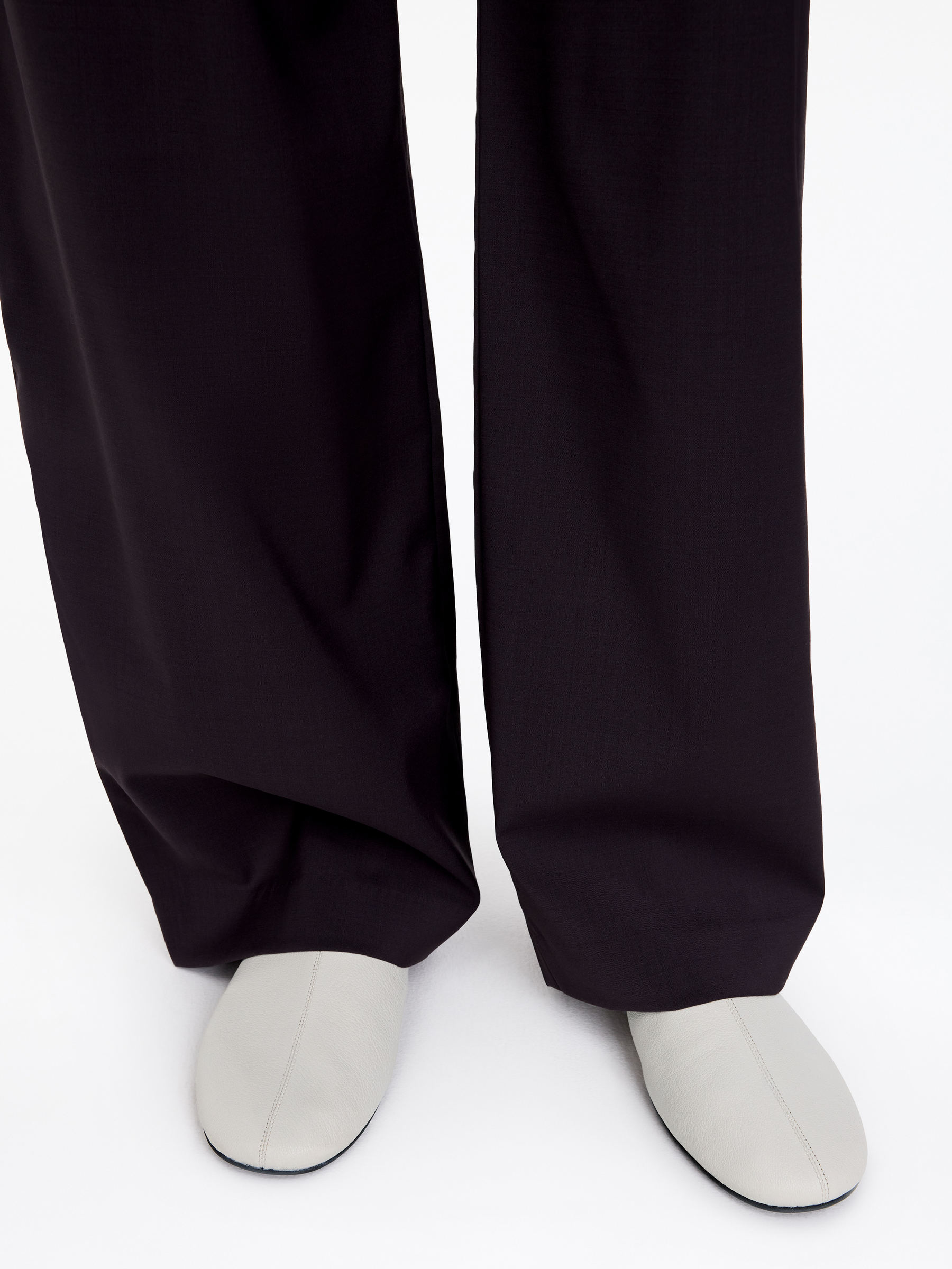 Leather Sock Ballet Flats-#B9B8BC-18615