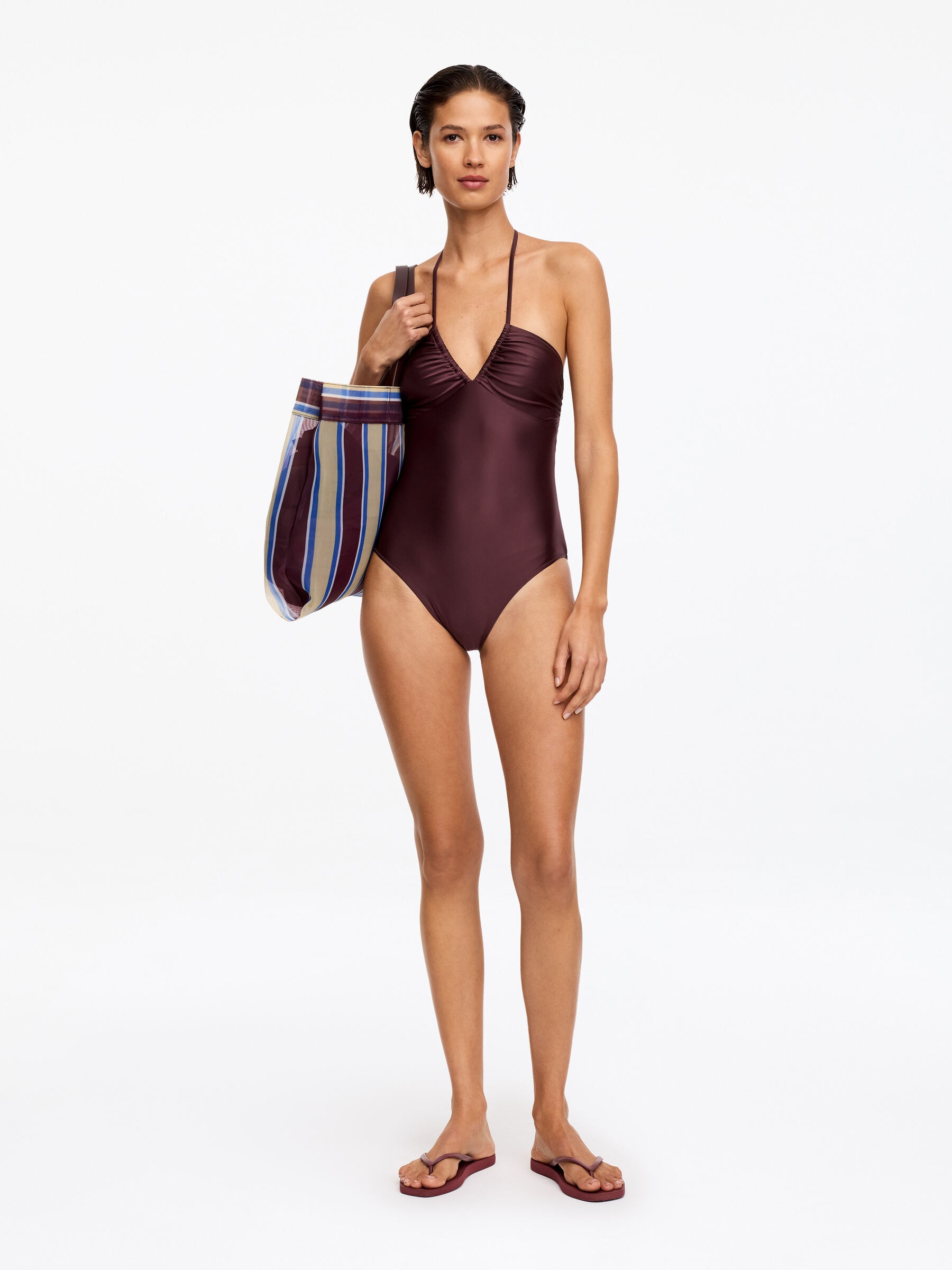 Shiny Halterneck Swimsuit-#493338-19268