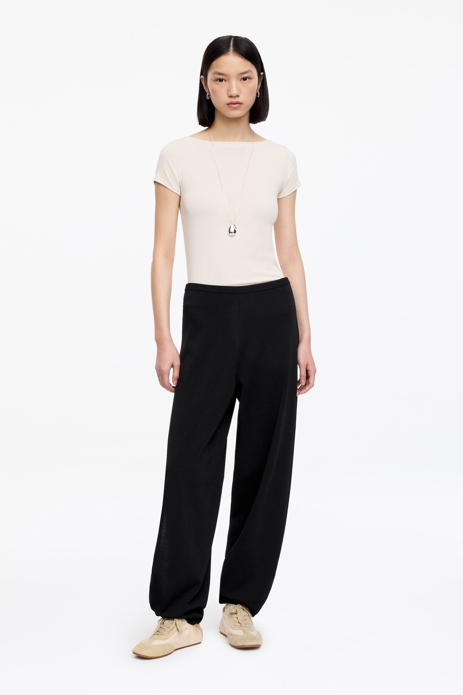 Stickade byxor - Svart - 4