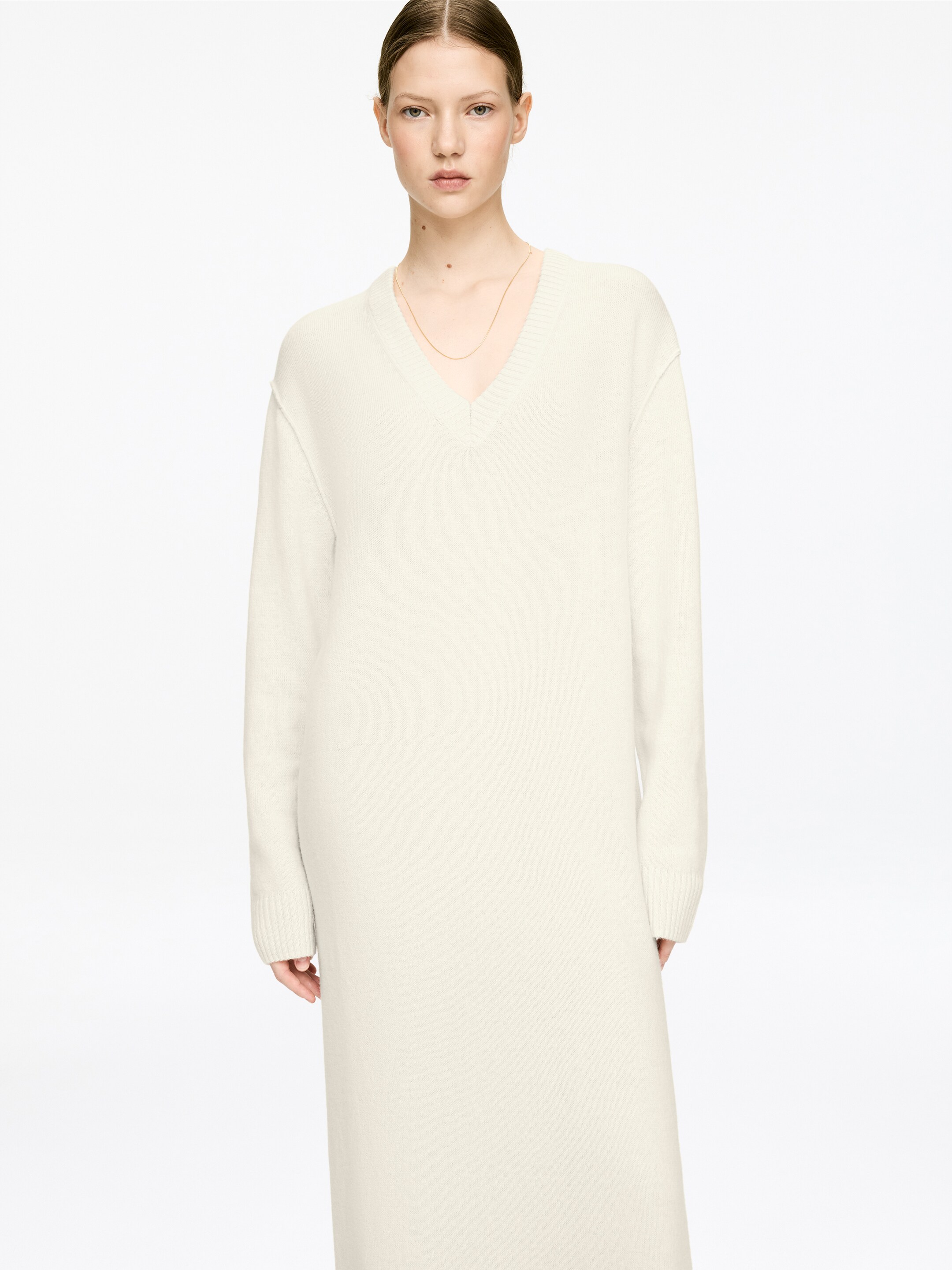 Ingrandisci l'immagine: V-Neck Wool Dress - Off White - DONNA | H&M CH 2