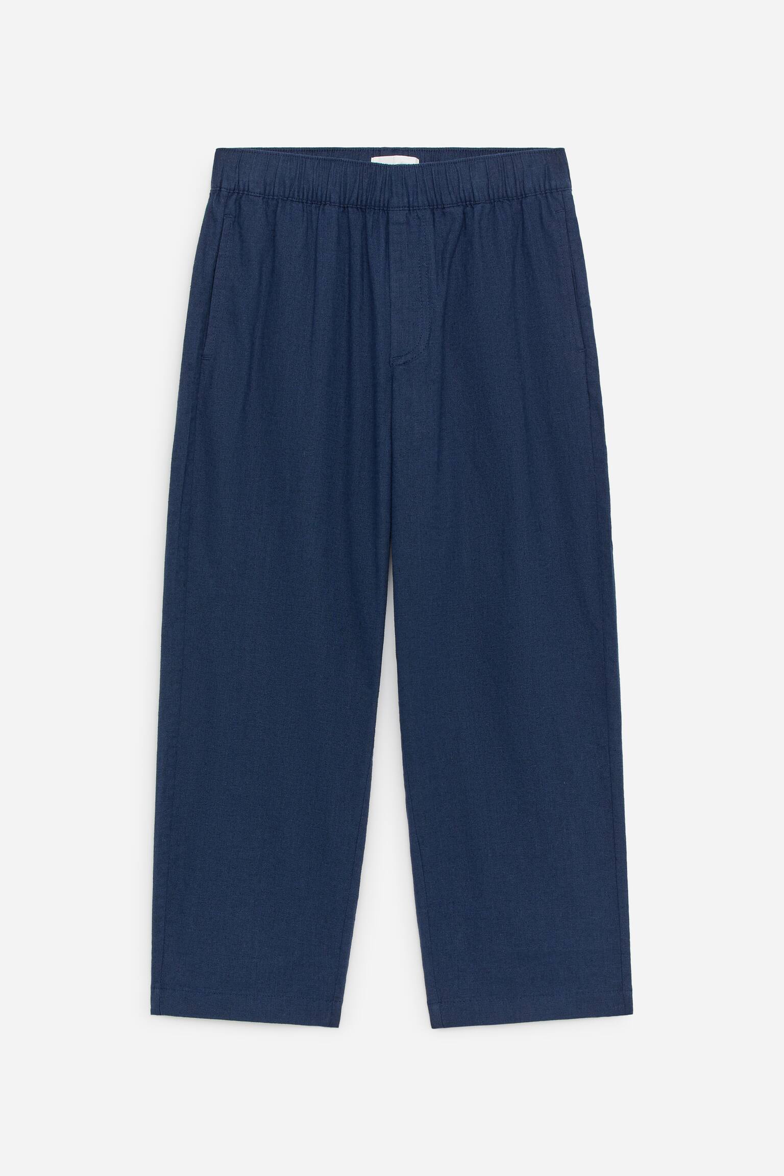 Pantaloni pull on in misto lino - Blu scuro/Beige/Verde kaki - 1