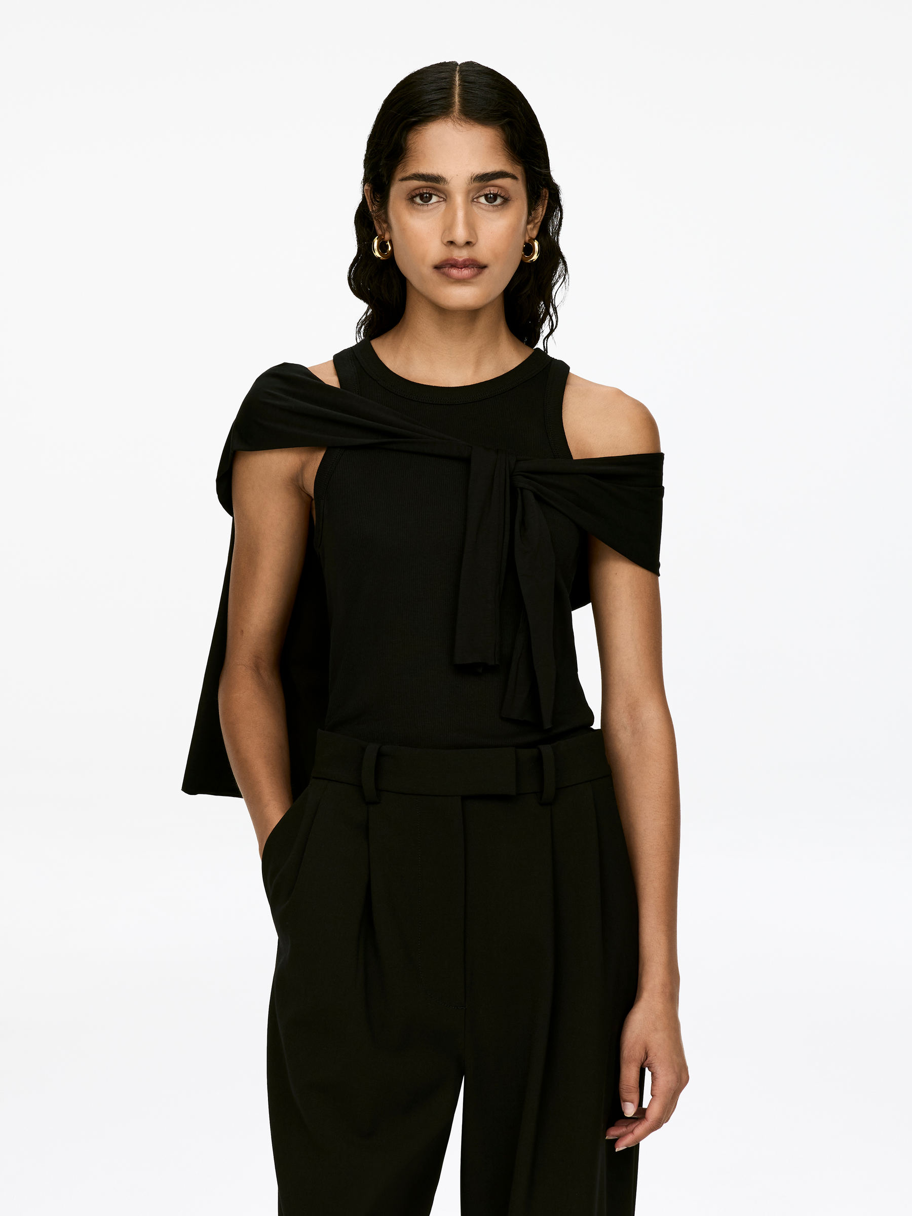 Camiseta sin mangas de canalé con corte racer-#272628-50