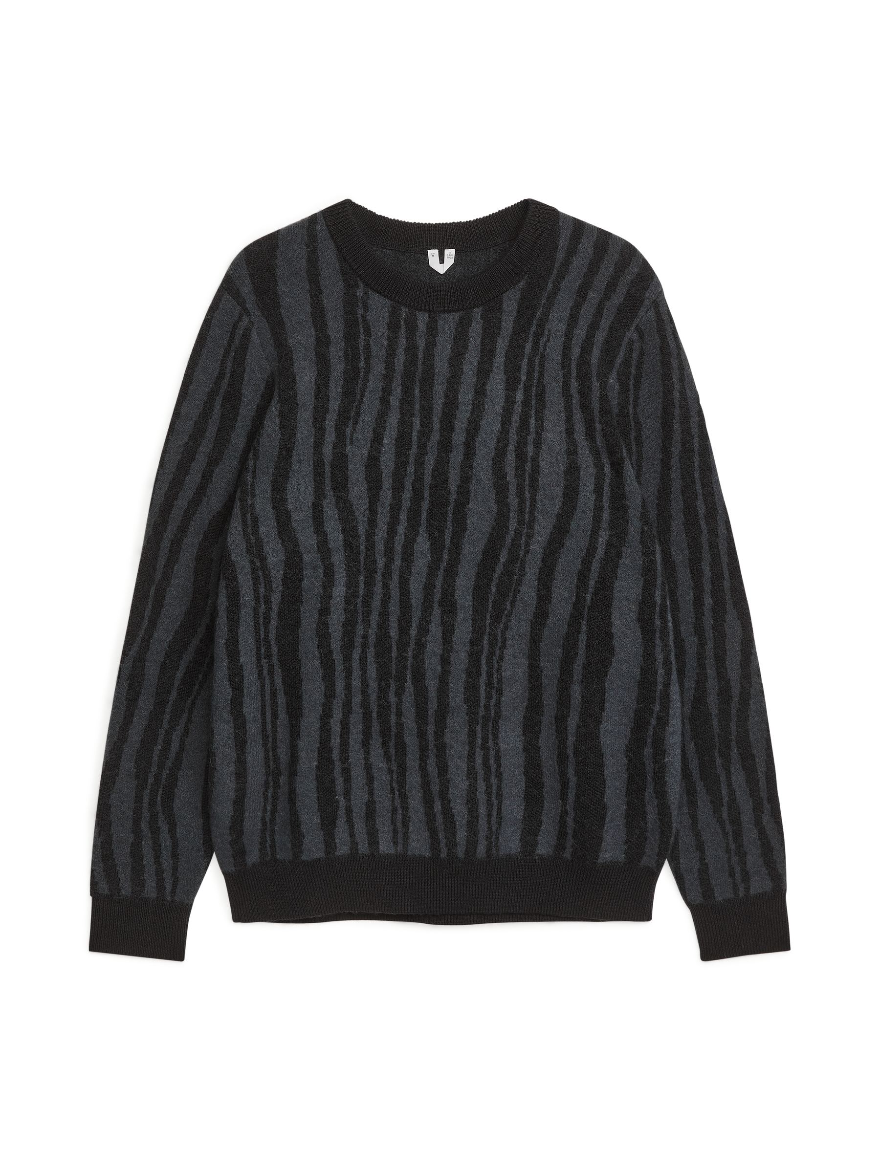 JacquardKnitted Wool Jumper - Black/Patterned - Regular fit - Men - StillMedia/DescriptiveStillLife - 1