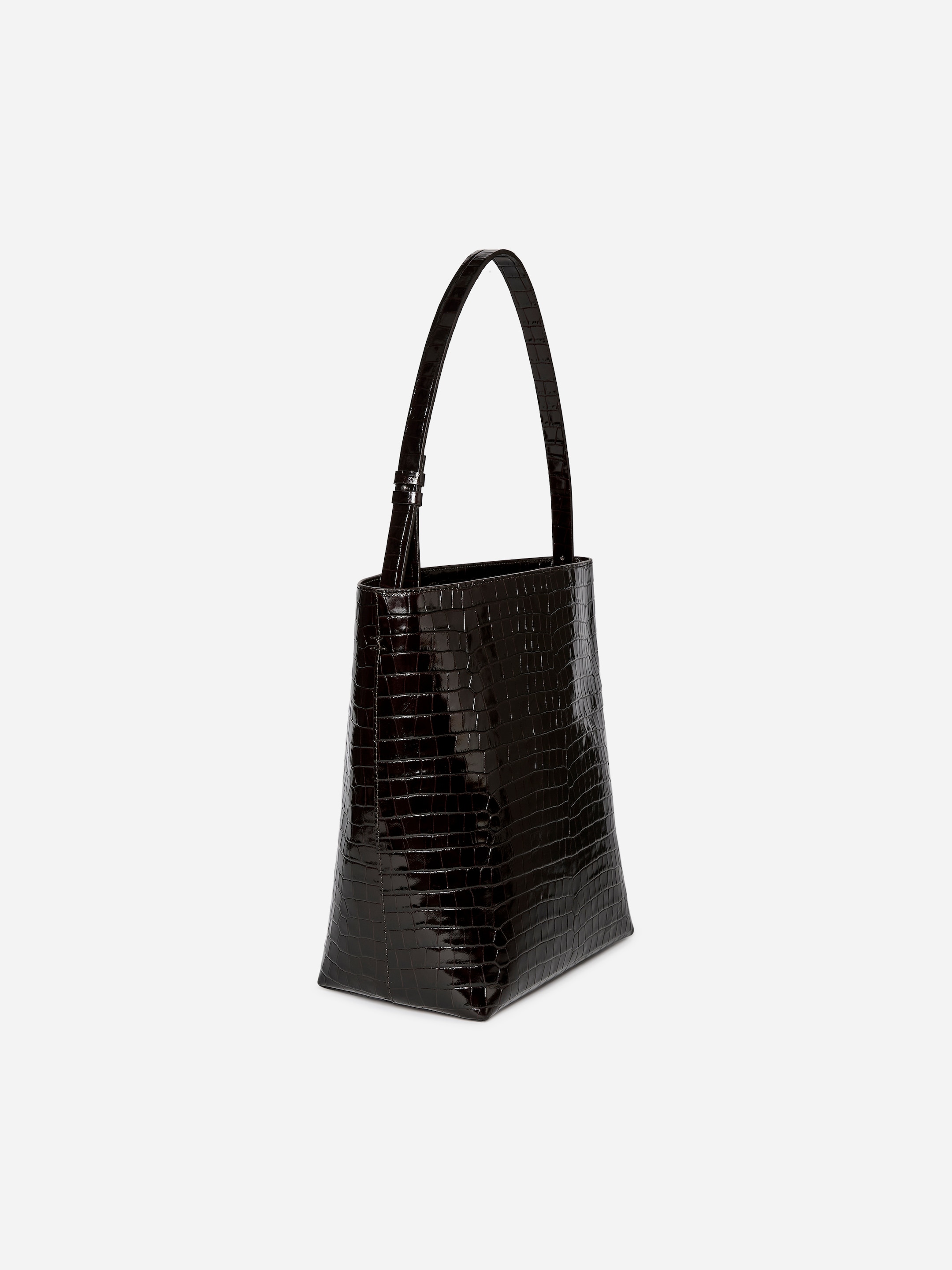 Croc-Effect Leather Tote - Dark Brown/Faux Crocodile - Women - StillMedia/DescriptiveStillLife - 2