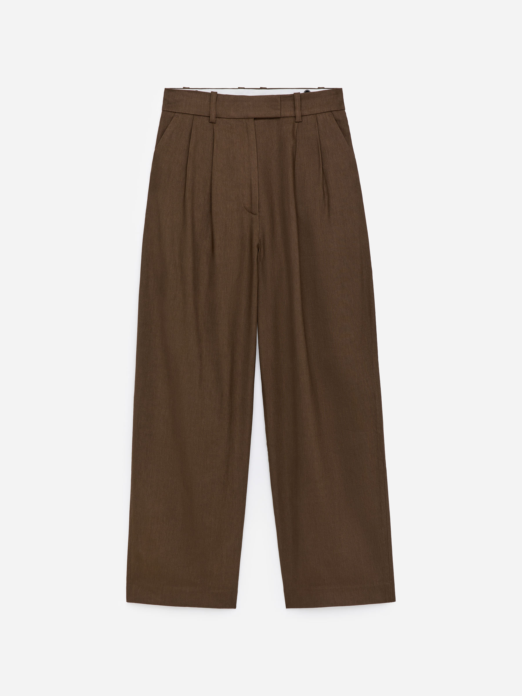 Wide Tailored Trousers - Dark Beige - Loose fit - Women - StillMedia/DescriptiveStillLife - 2