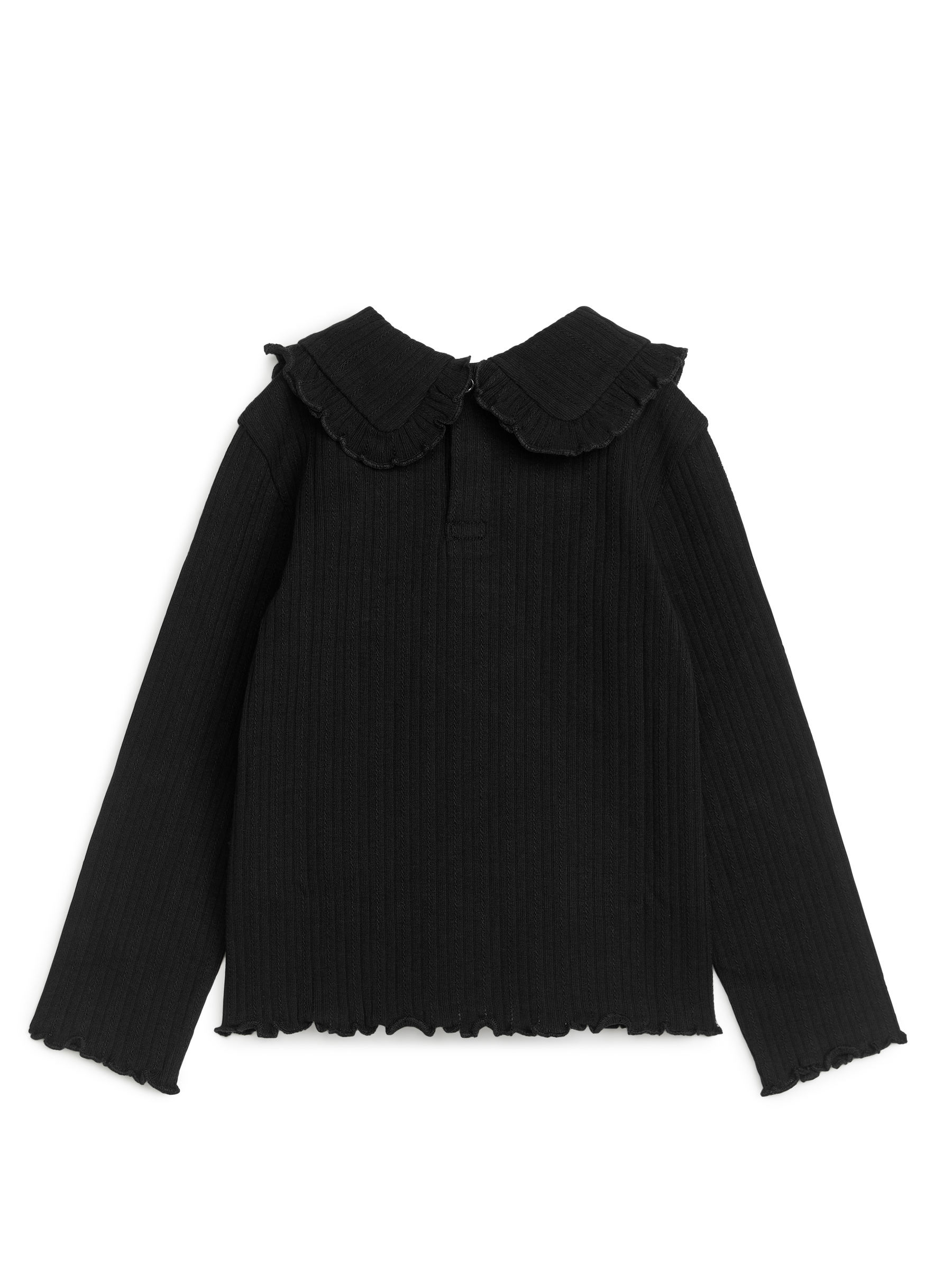 Frill Collar Pointelle Top - Black - Regular fit - Children - StillMedia/DescriptiveStillLife - 2