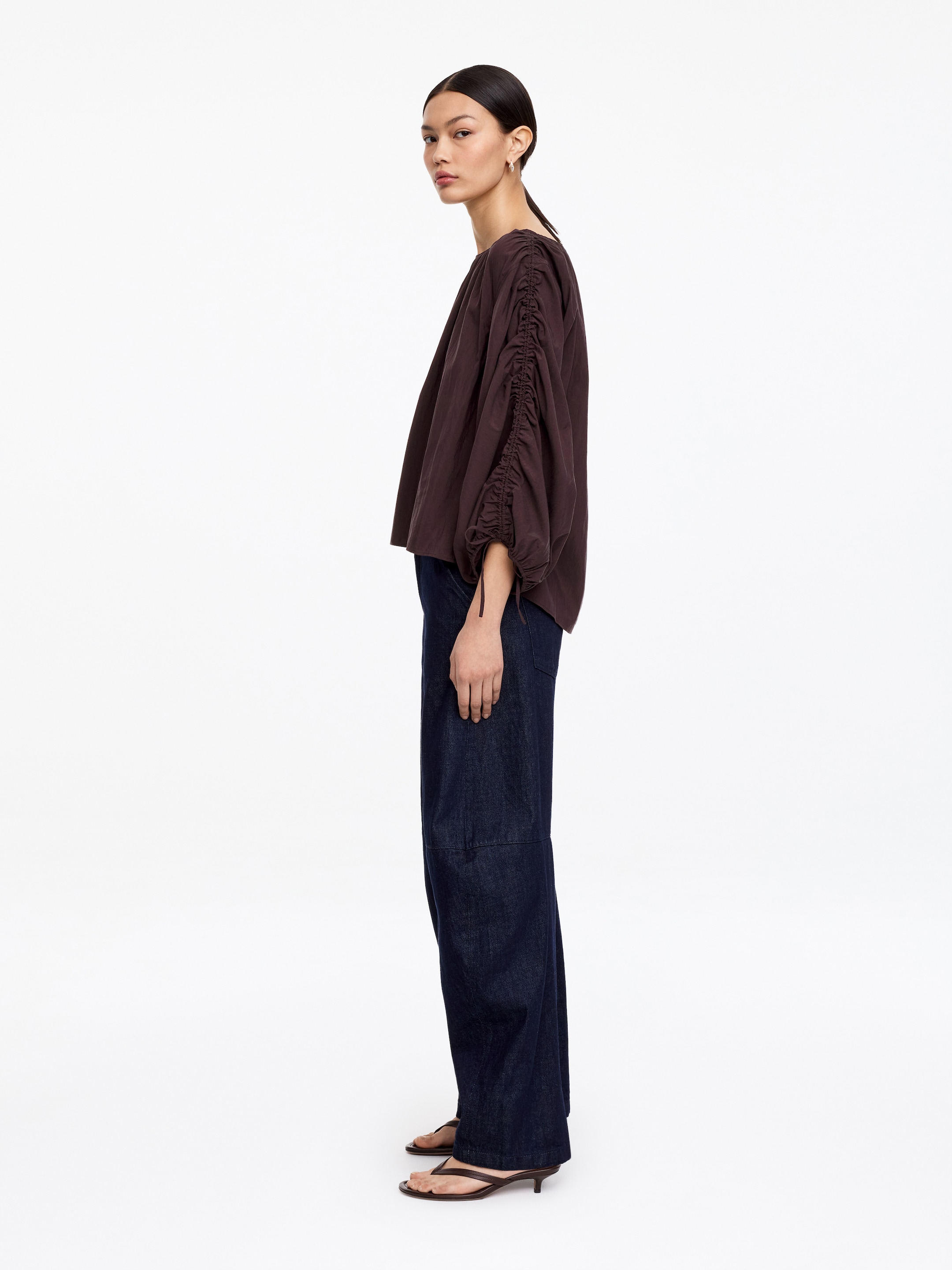 Gathered Blouse - Brown - Loose fit - Women - StillMedia/Lookbook - 3