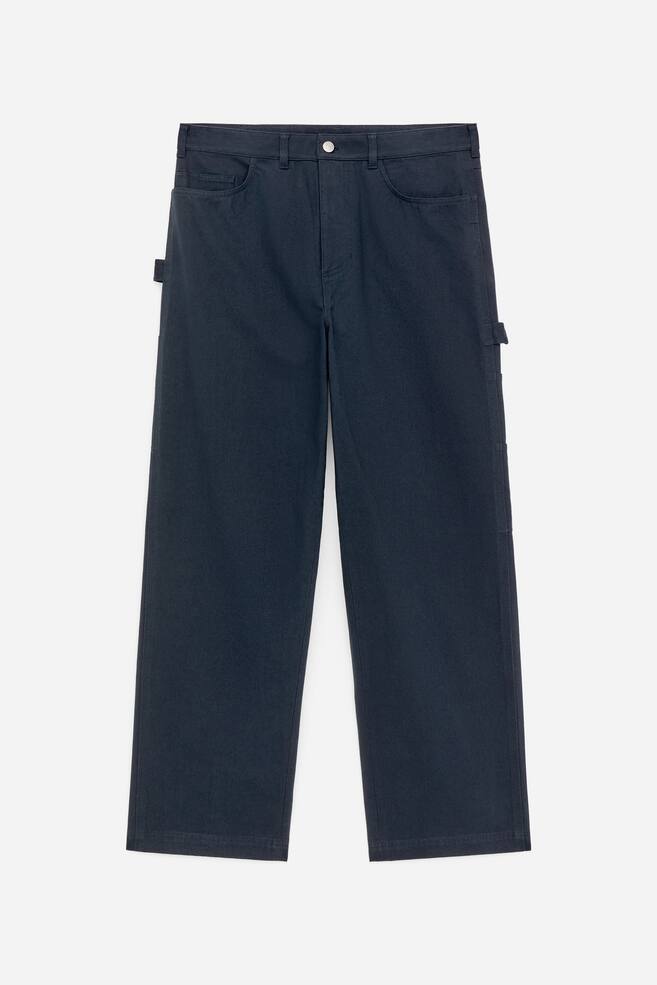 Relaxed Canvas Trousers - Dark Blue/Off White - 1