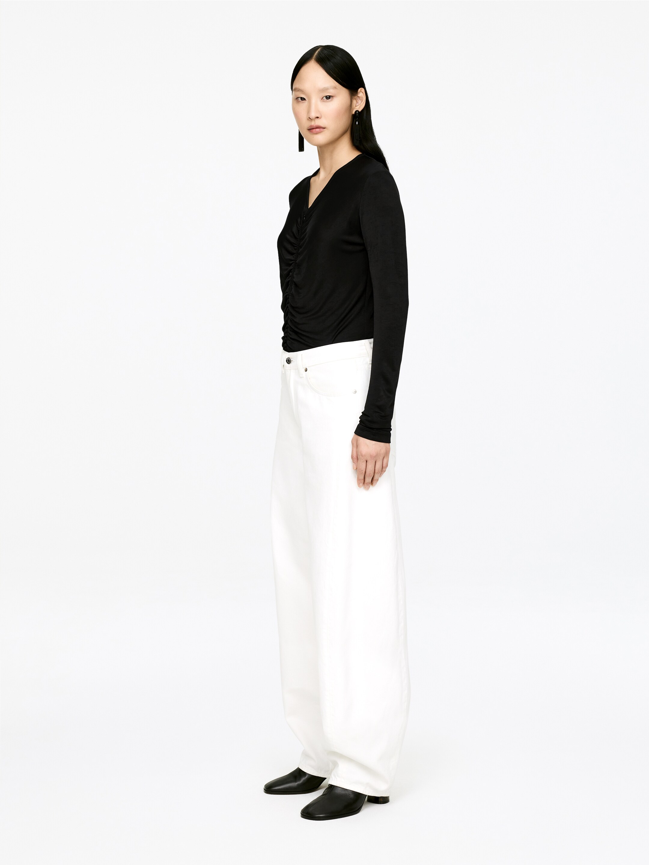 View larger image: Gathered Half-Zip Top - Black - Ladies | H&M GB 3