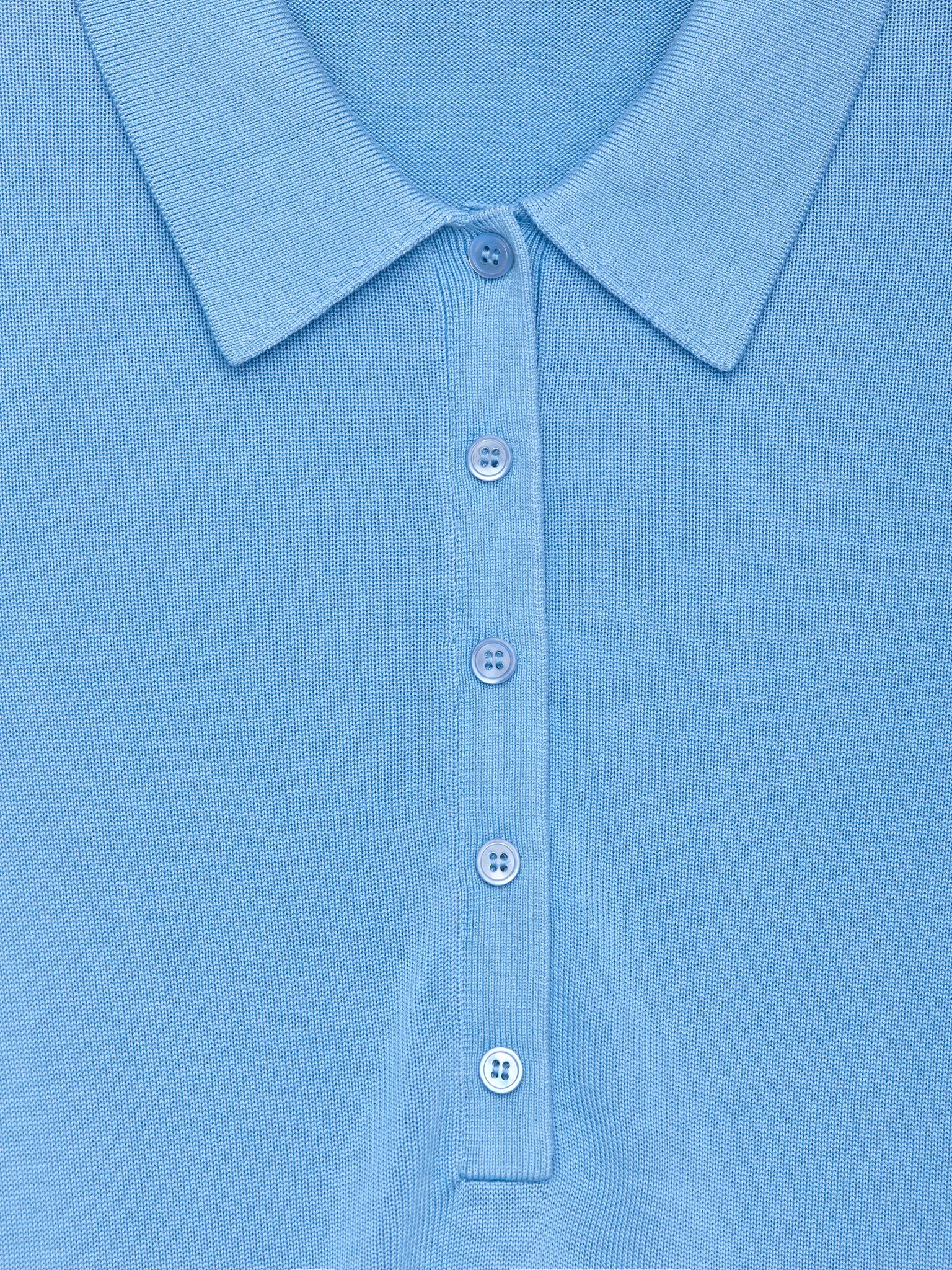 Knitted Polo Shirt - Light Blue/White - 5