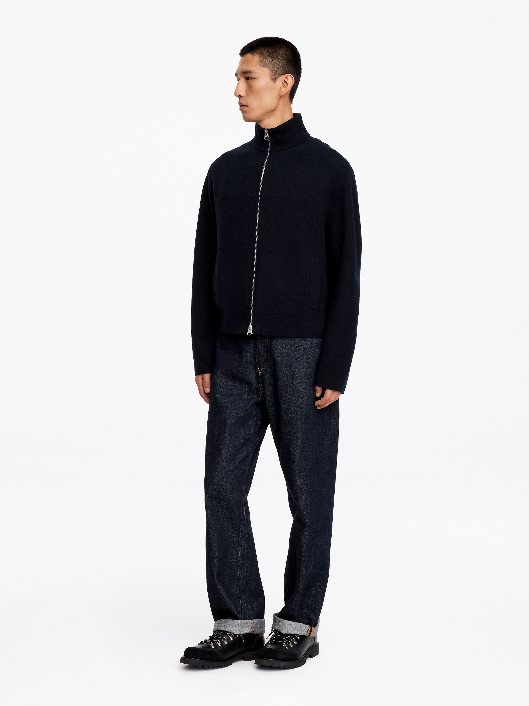 Chaqueta de lana con cremallera - Azul marino oscuro - Corte estándar - men - StillMedia/Lookbook - 5