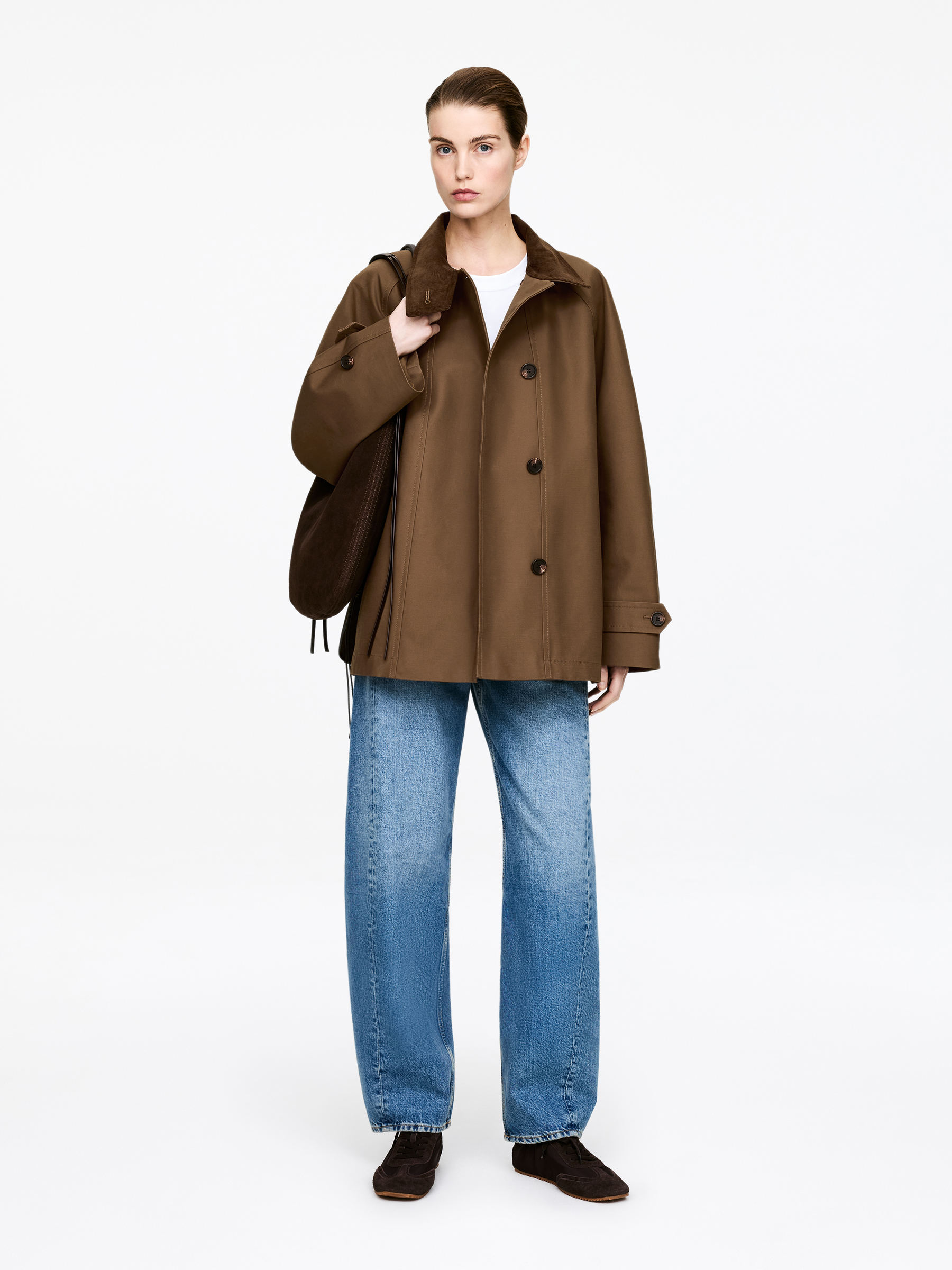 Kurtka ze sztruksowym kołnierzem-#655444-17918