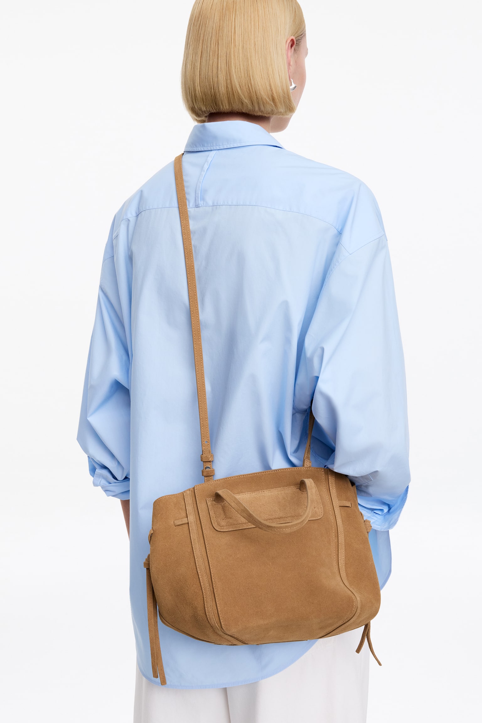 Geantă tote din piele split - Maro/Negru - 1