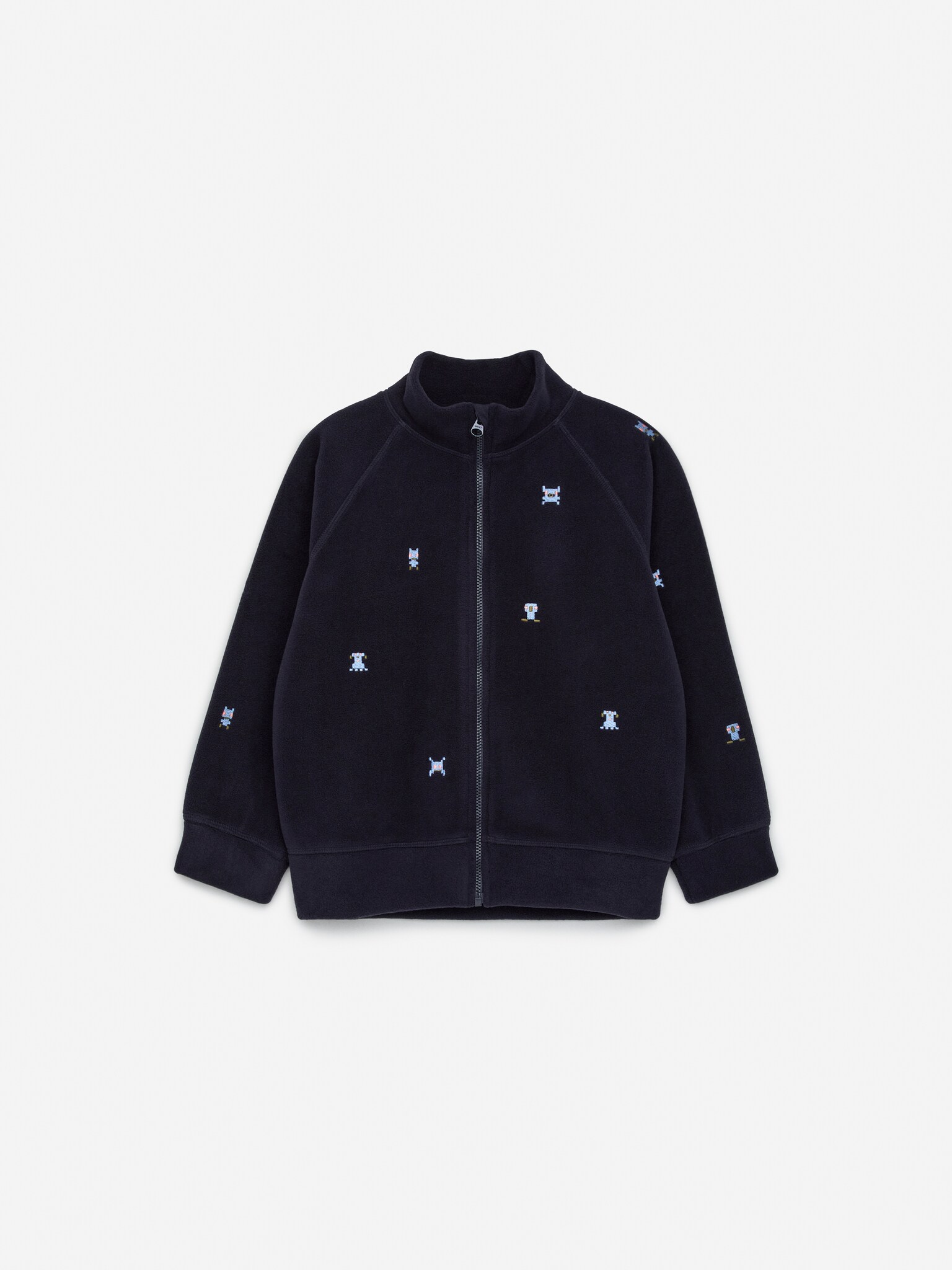 Embroidered Fleece Jacket - Dark Blue
