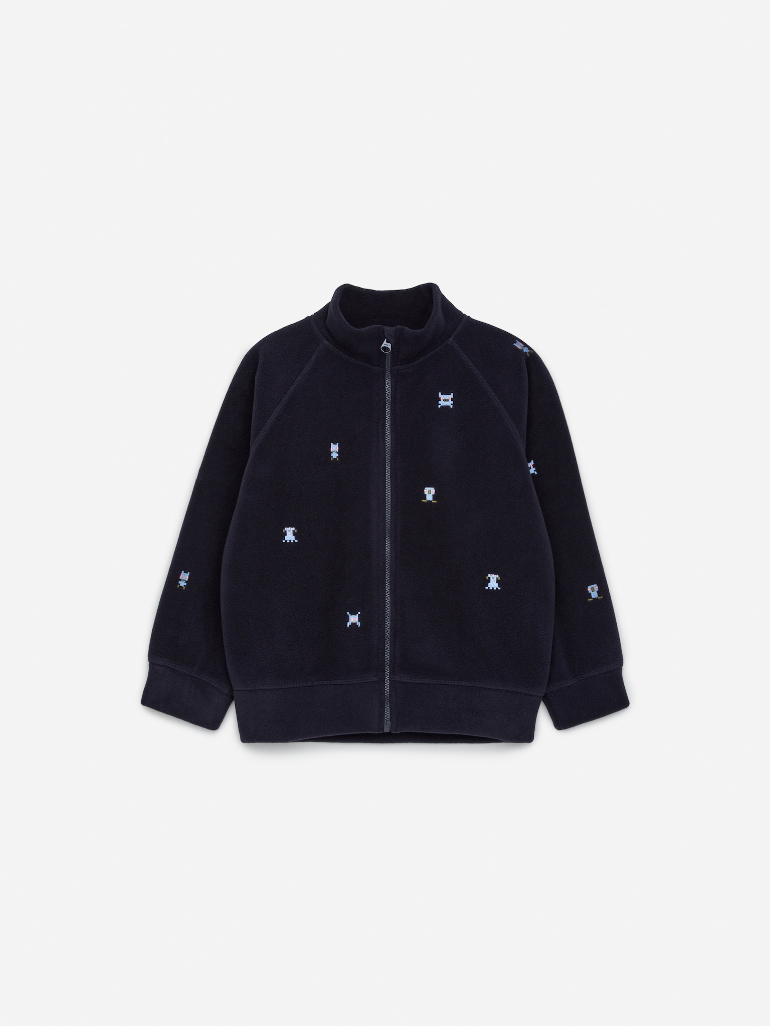 Embroidered Fleece Jacket - Dark Blue