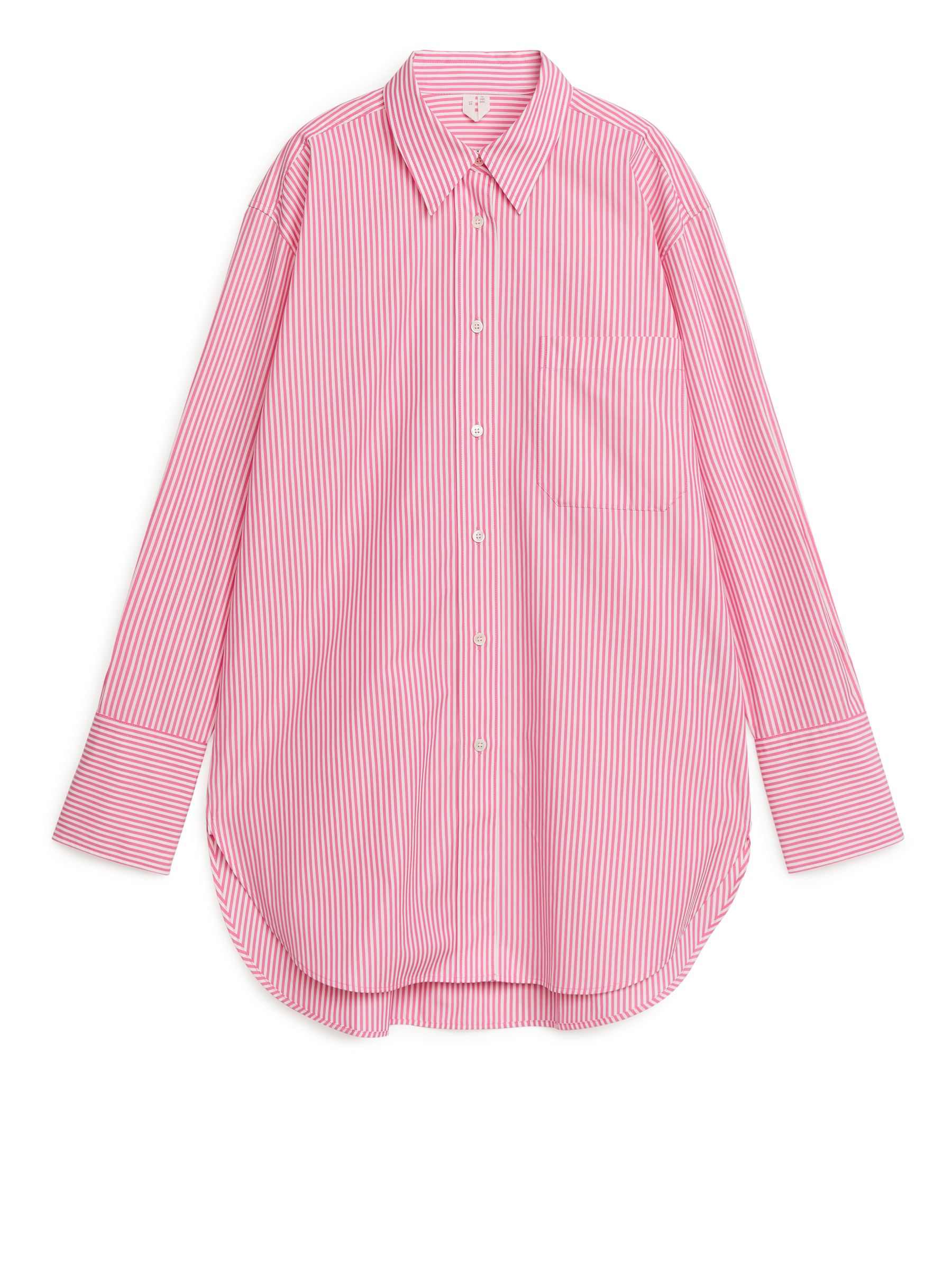 Oversized Poplin Shirt - Pink/White - Oversized - Women - StillMedia/DescriptiveStillLife - 1