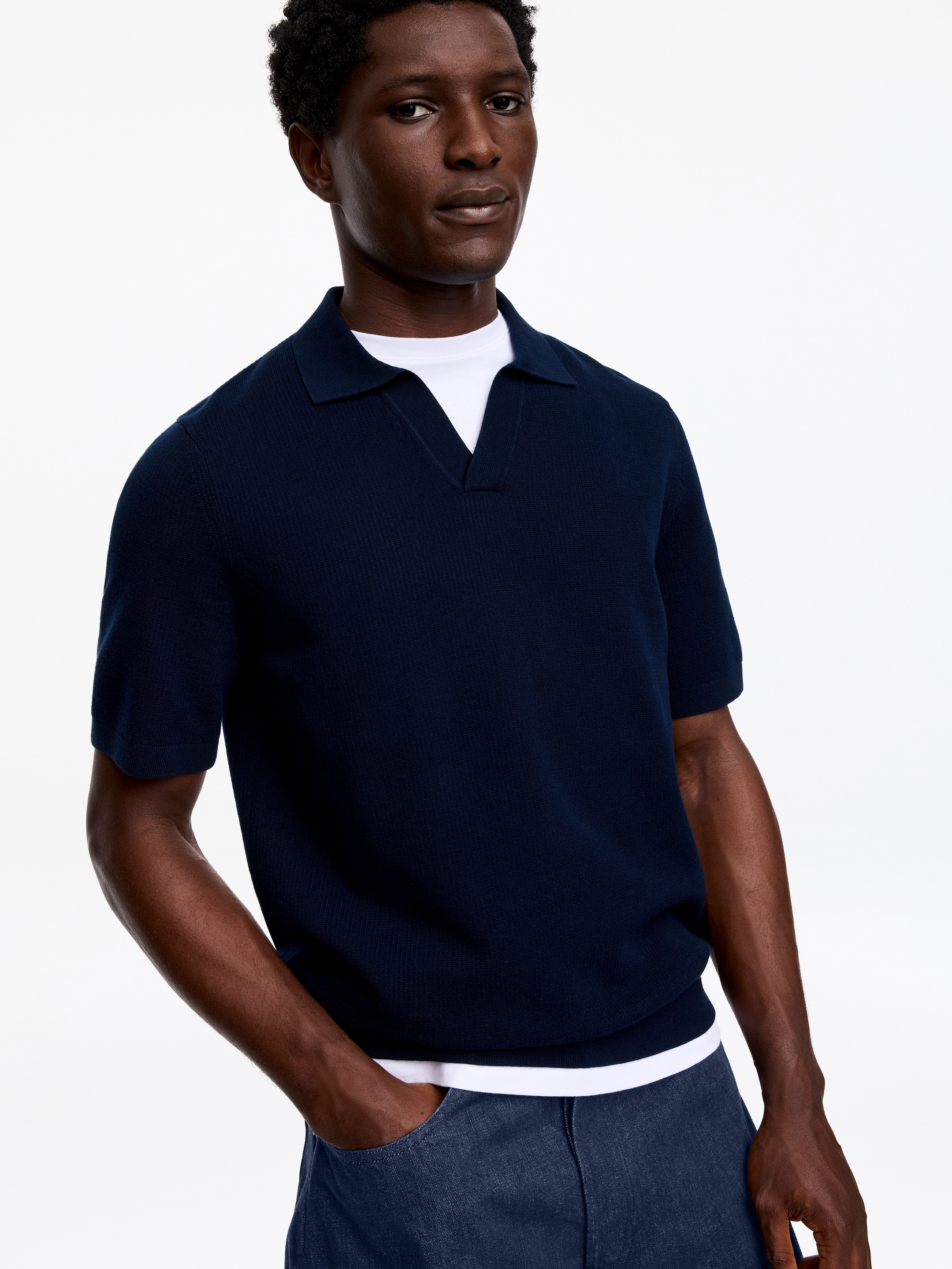 Textured Polo Shirt - Dark Blue - Regular fit - Men - StillMedia/Lookbook - 8