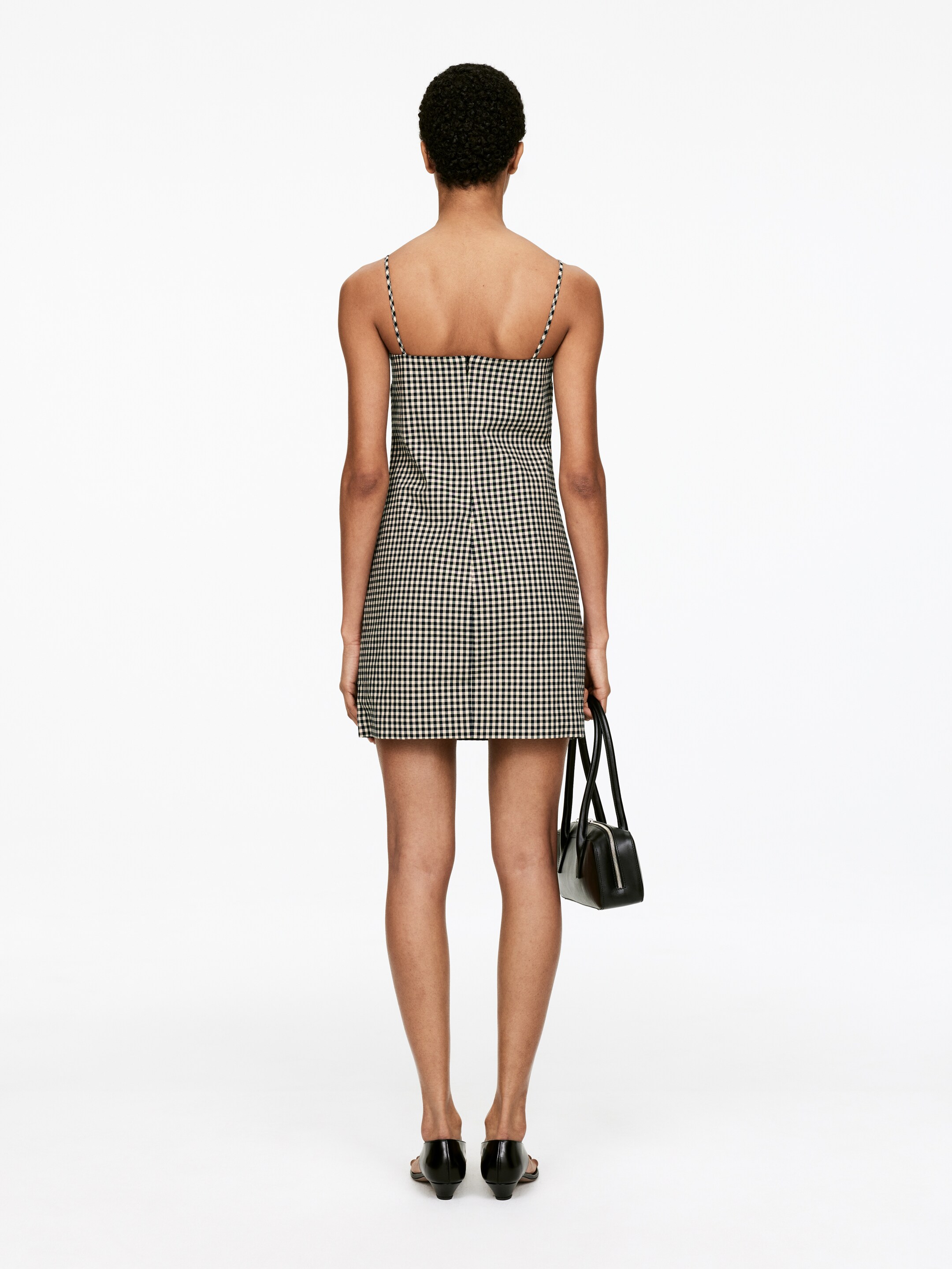 Agrandir l'image: Robe courte à carreaux vichy - Bleu foncé/Beige - FEMME | H&M BE 3