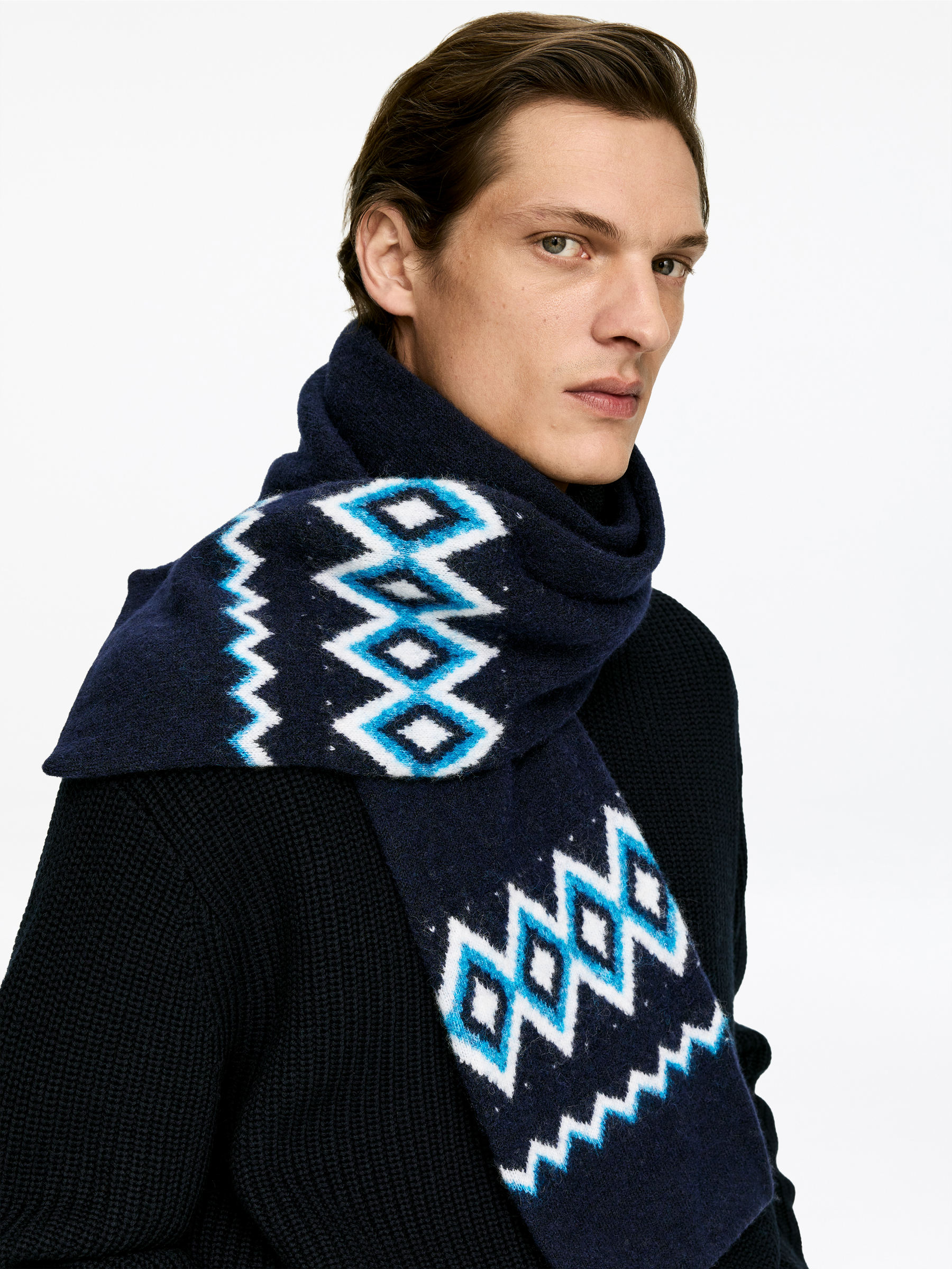 Wool-Alpaca Blend Scarf - Blue - Men - StillMedia/Lookbook - 4