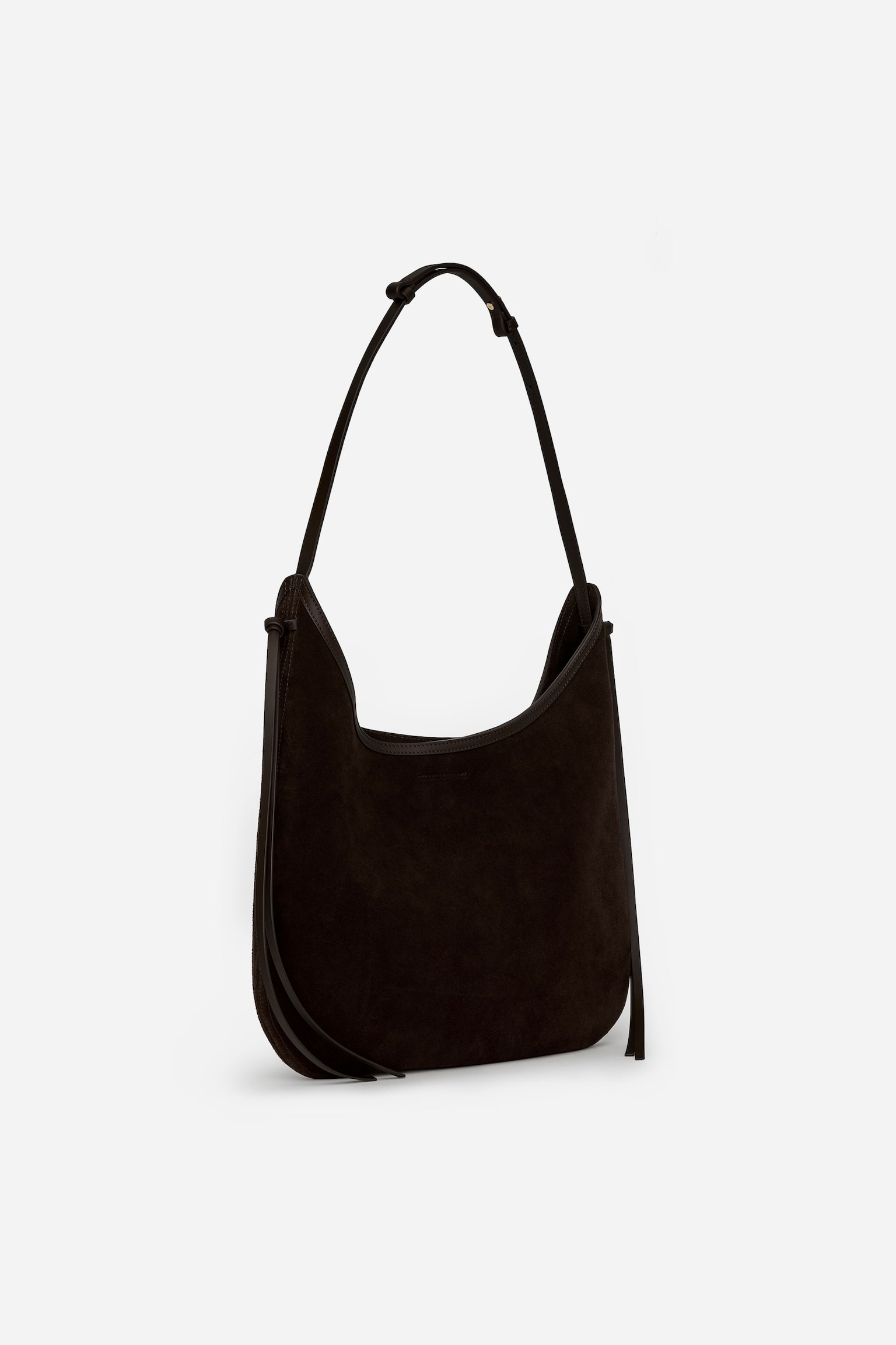 Sac à bandoulière en daim - Marron foncé - 4