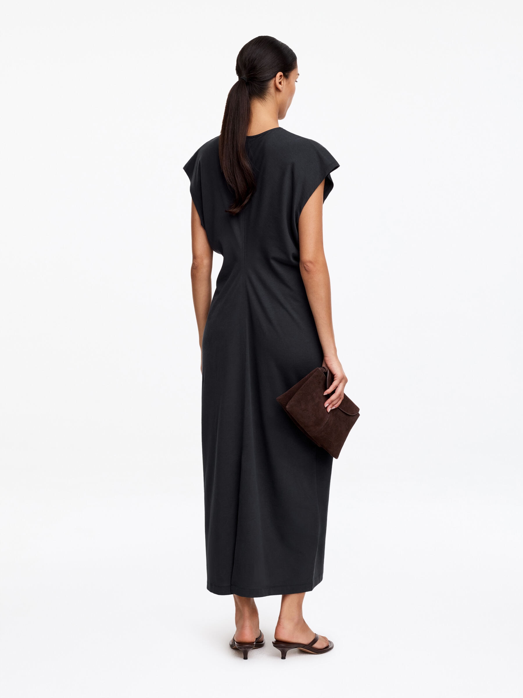 Draped Midi Dress - Black - Regular fit - Women - StillMedia/Lookbook - 2