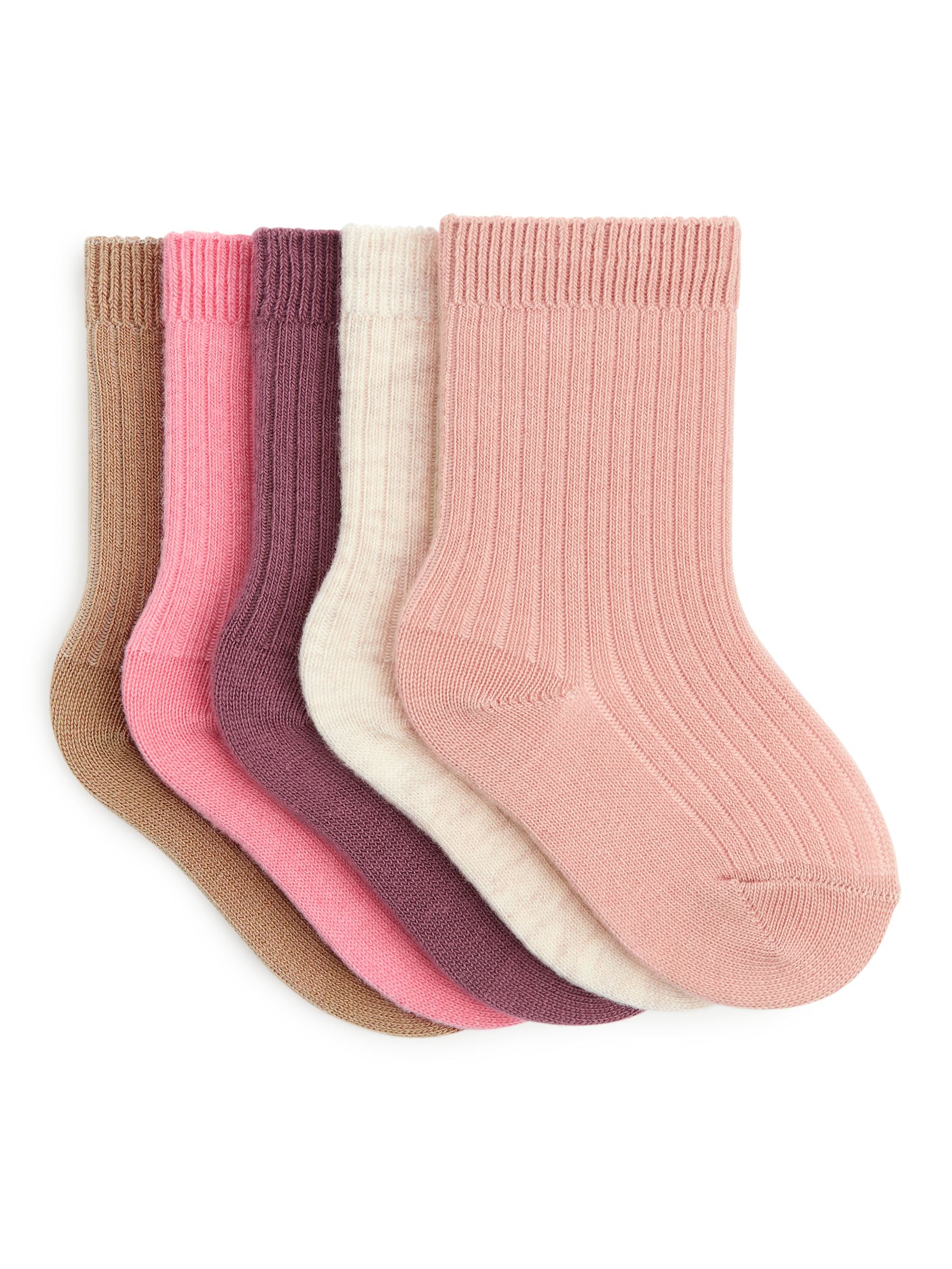 Rib Knit Baby Socks, 5 Pairs - Pink/Clay/Beige - Children - StillMedia/DescriptiveStillLife - 1