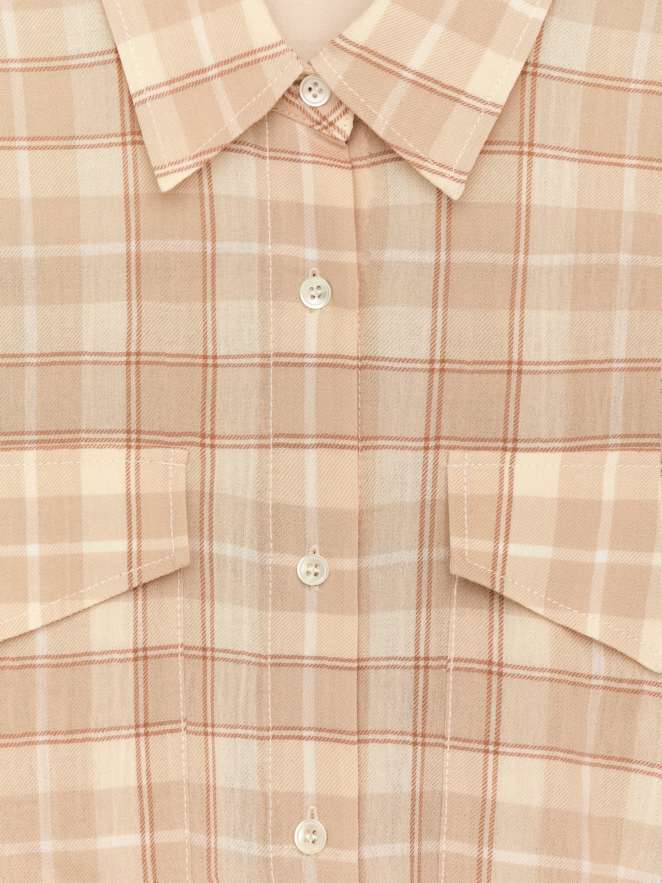 Flannel Shirt - Beige/Checkered - Oversized - Women - StillMedia/DescriptiveDetail - 2
