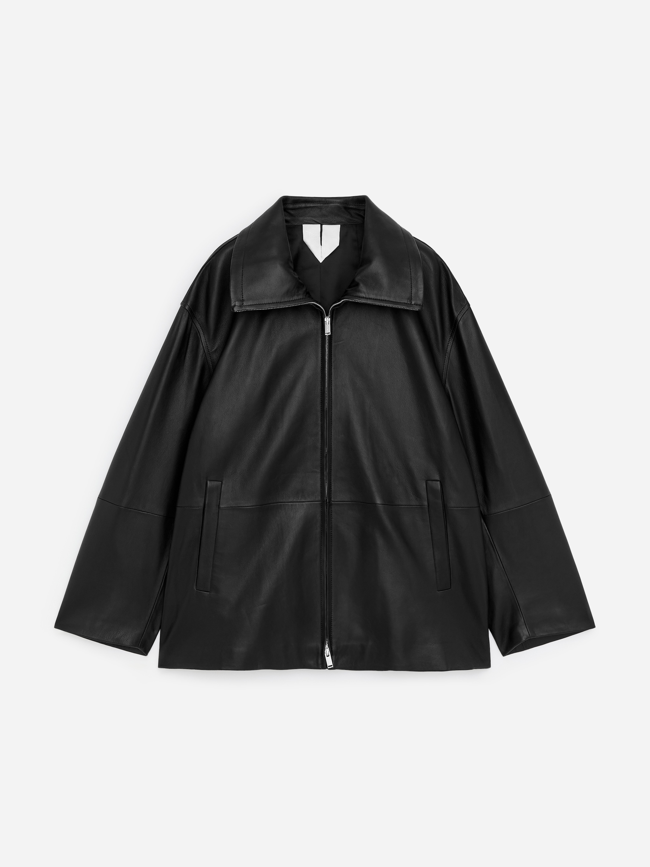 Funnel-Neck Leather Jacket-#272627-18557