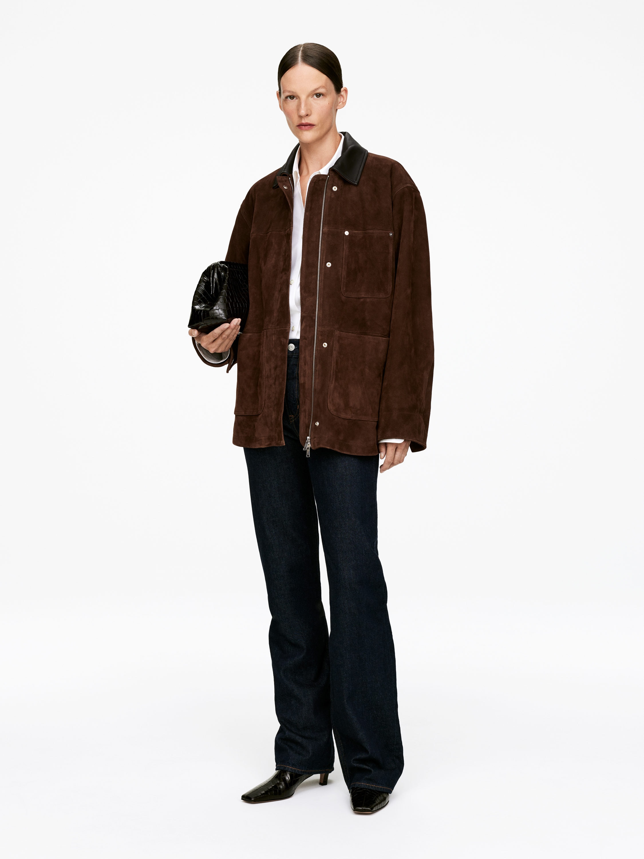 Suede Jacket - Dark Brown - Oversized - Women - StillMedia/Lookbook - 6