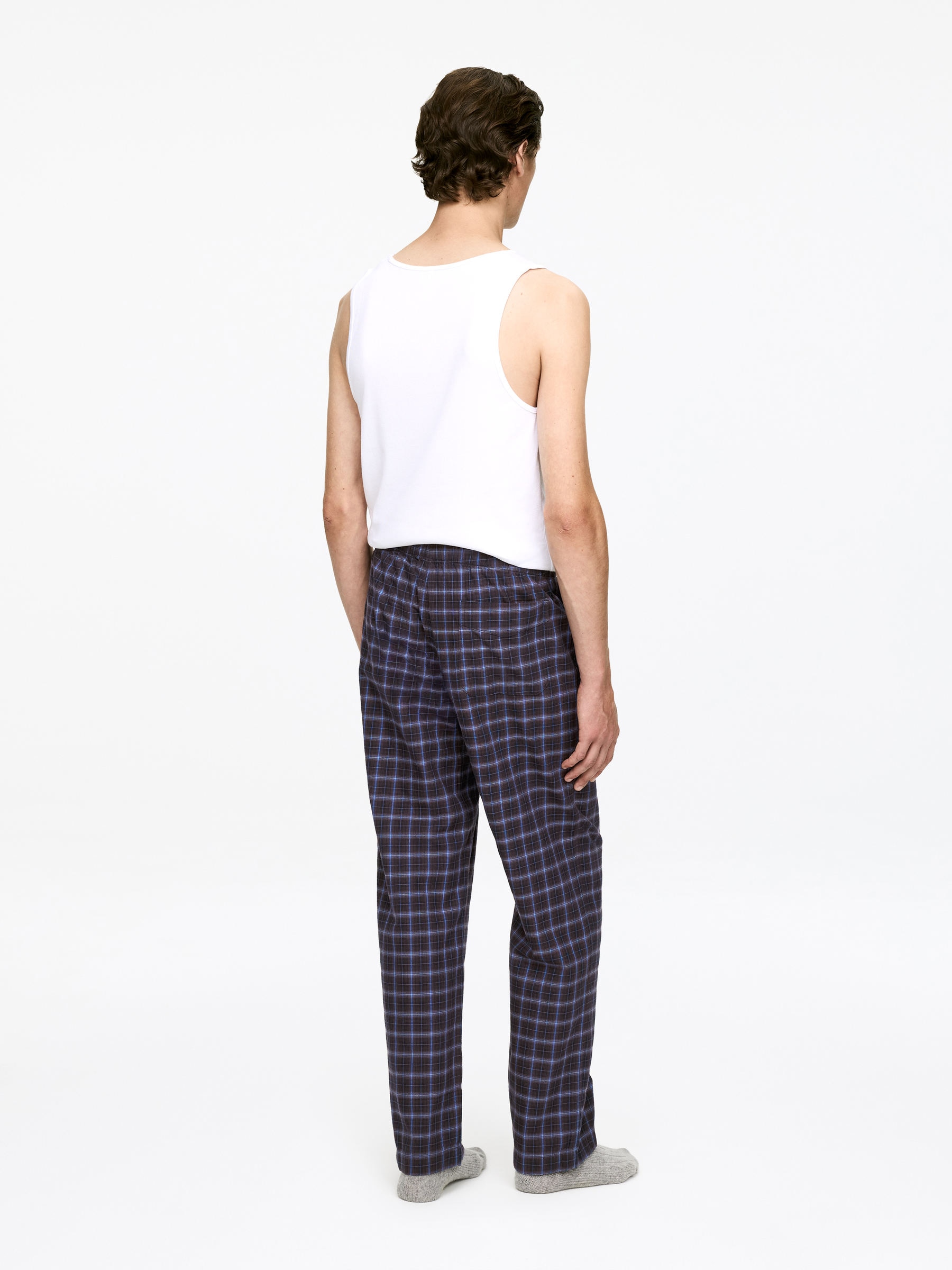 Flannel Pyjama Trousers - Blue/Checkered - Loose fit - Men - StillMedia/Lookbook - 4