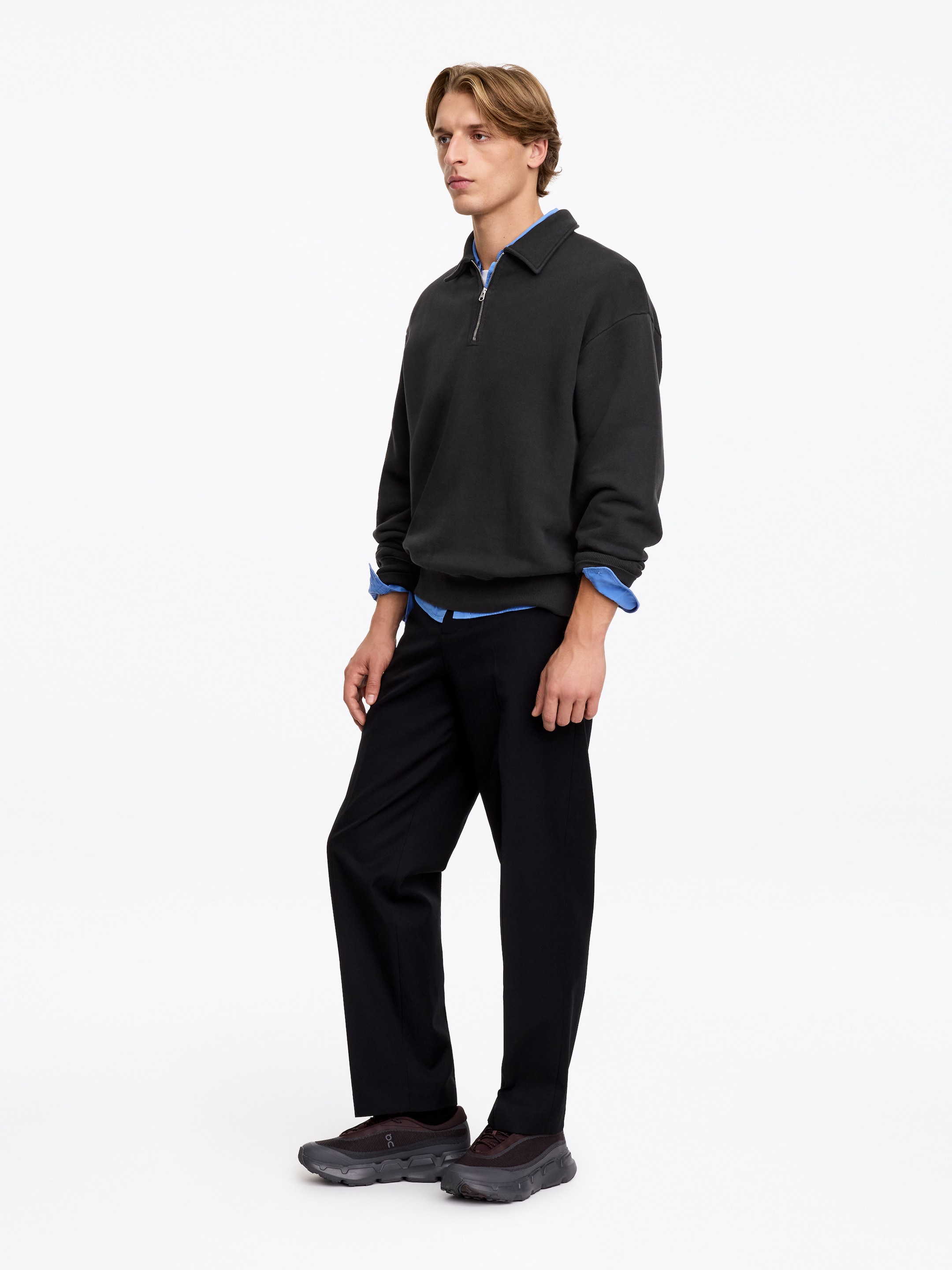 Bawełniana bluza z krótkim zamkiem błyskawicznym - Ciemnoniebieski - Fason normalny - men - StillMedia/Lookbook - 3